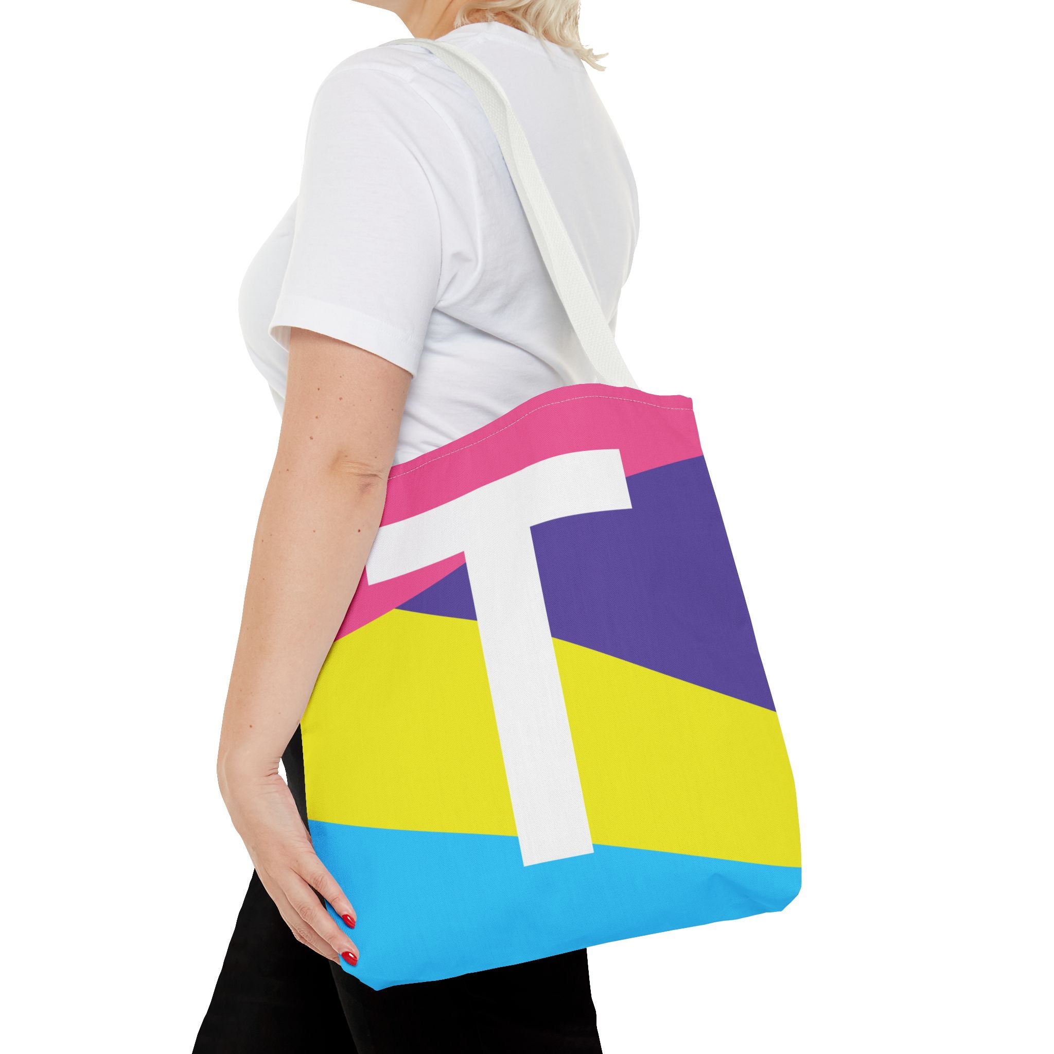 Monogram 'T' Colorblock Tote Bag — Personalized Initial T Shoulder Tote