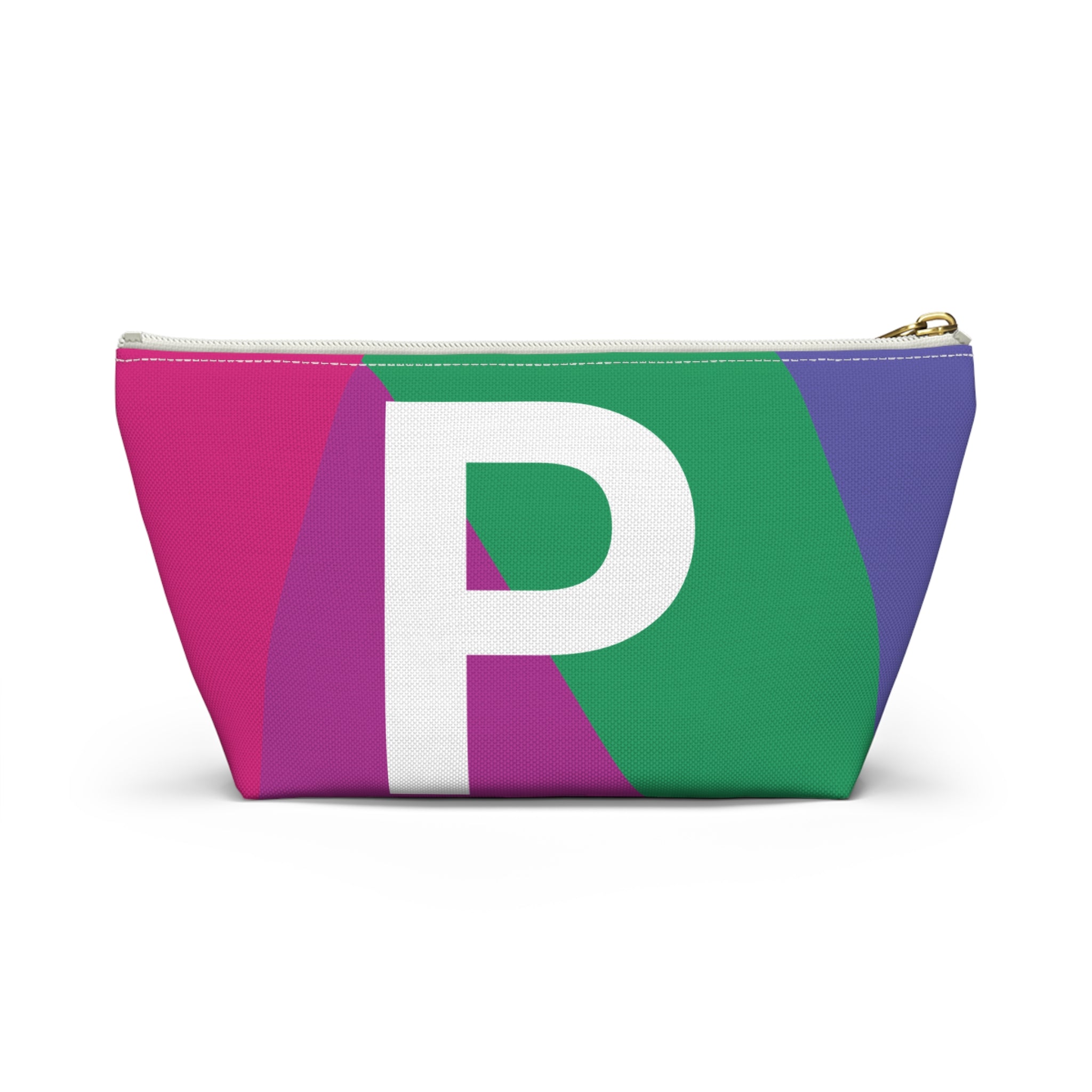 Initials Colorblock Accessory Pouch — Monogram P T-Bottom Cosmetic Bag
