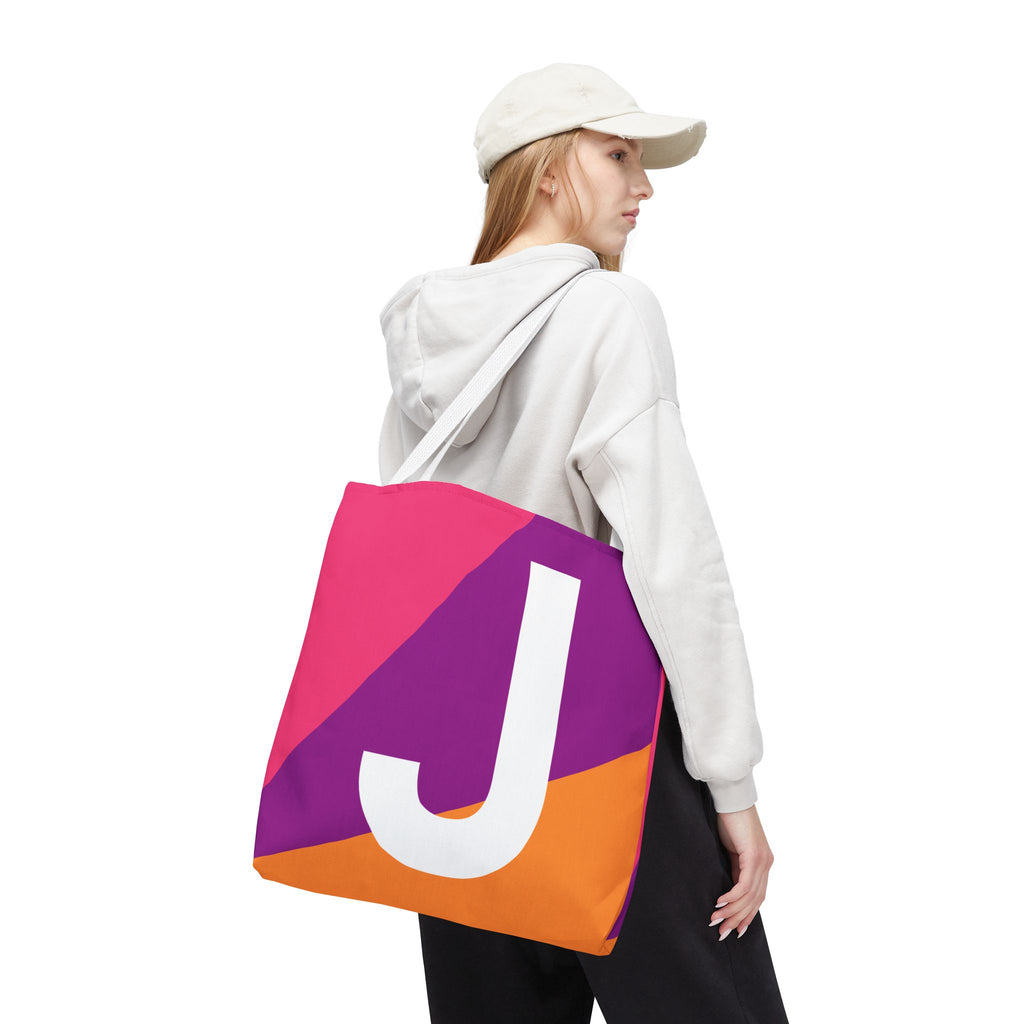 Monogram 'J' Colorblock Tote Bag — Personalized Initial J Shoulder Tote