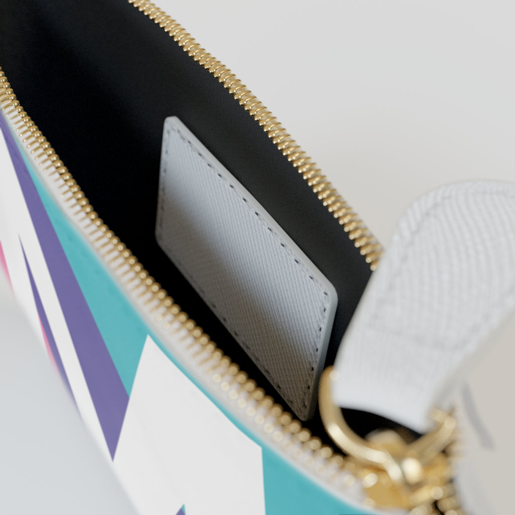 Initial M Mini Clutch — Colorblock Monogram Wristlet Wallet