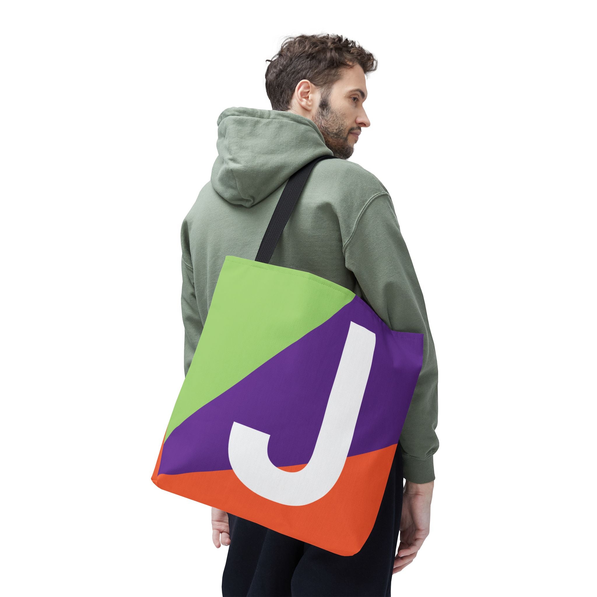 Monogram 'J' Colorblock Tote Bag — Personalized Initial J Shoulder Tote