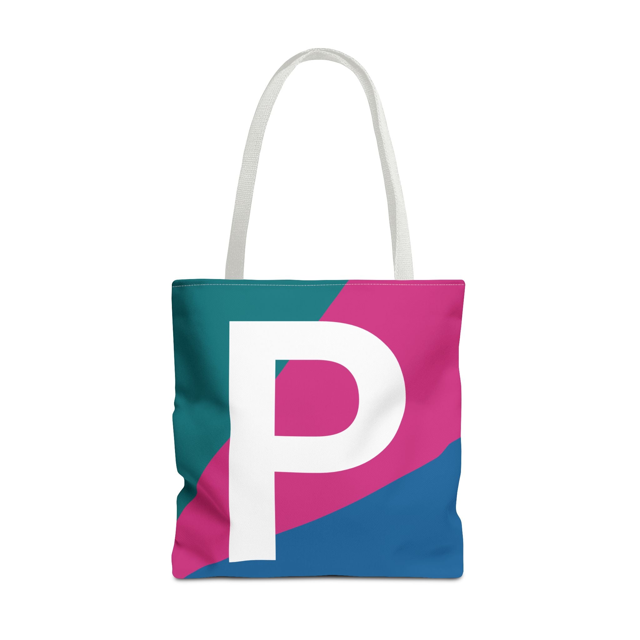 Monogram 'P' Colorblock Tote Bag — Personalized Initial P Shoulder Tote