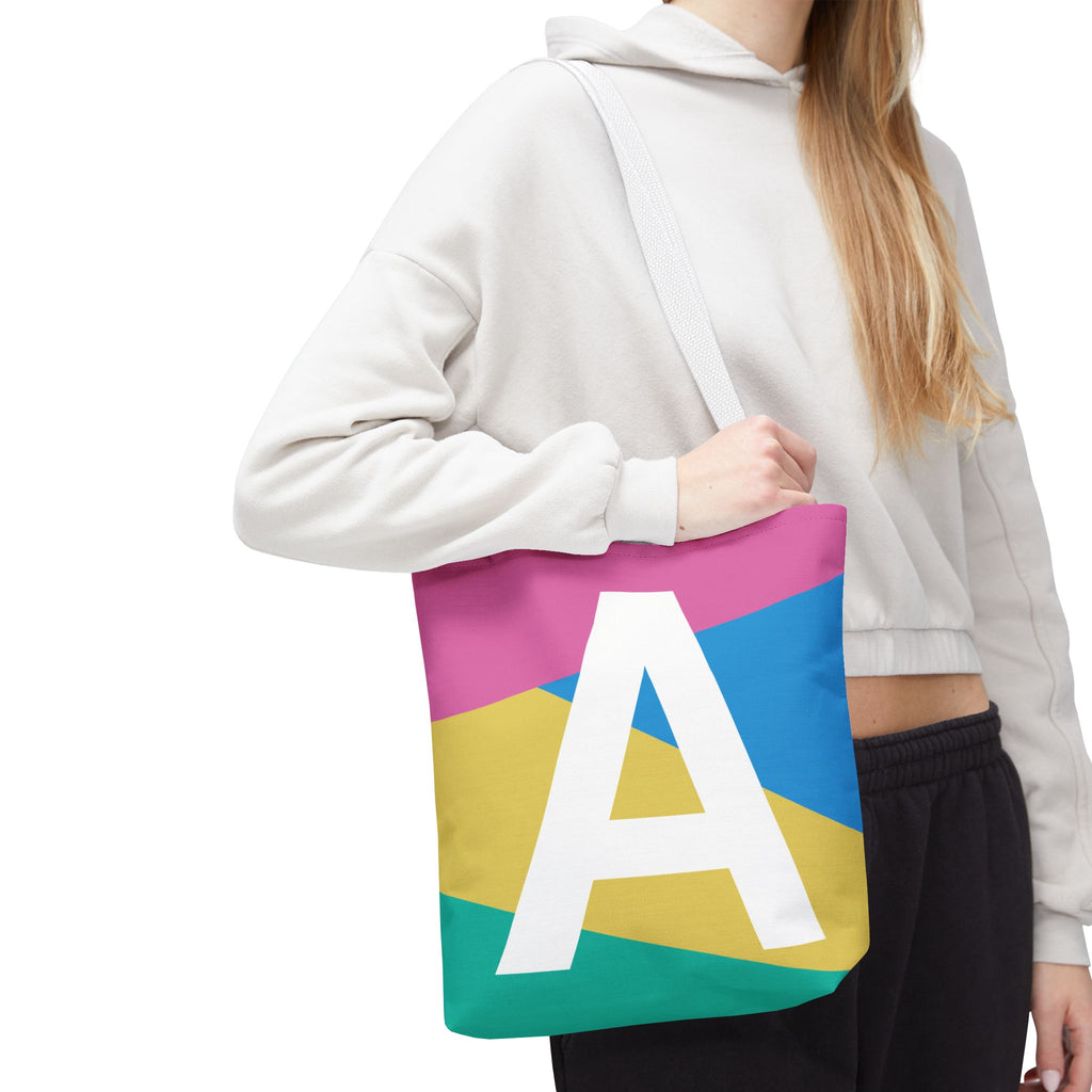 Monogram 'A' Colorblock Tote Bag — Personalized Initial A Shoulder Tote