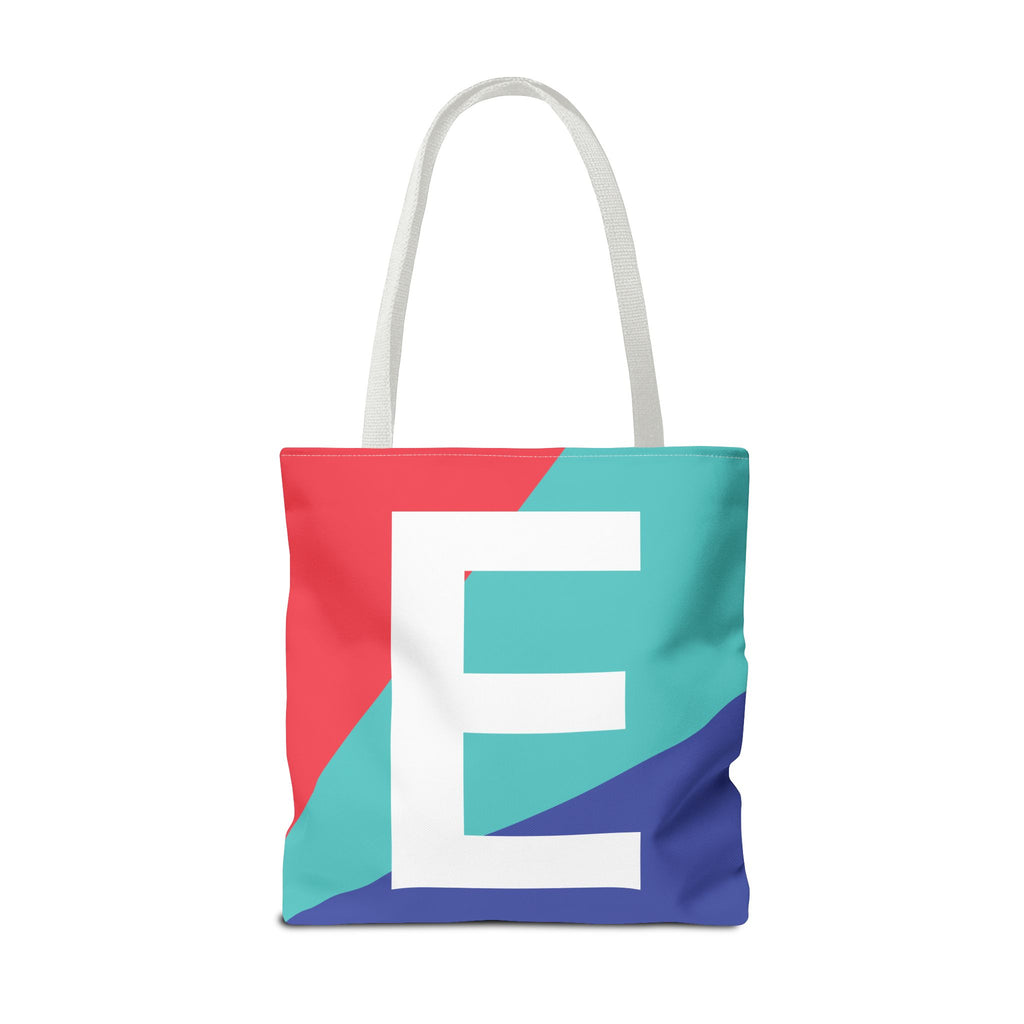 Monogram 'E' Colorblock Tote Bag — Personalized Initial E Shoulder Tote