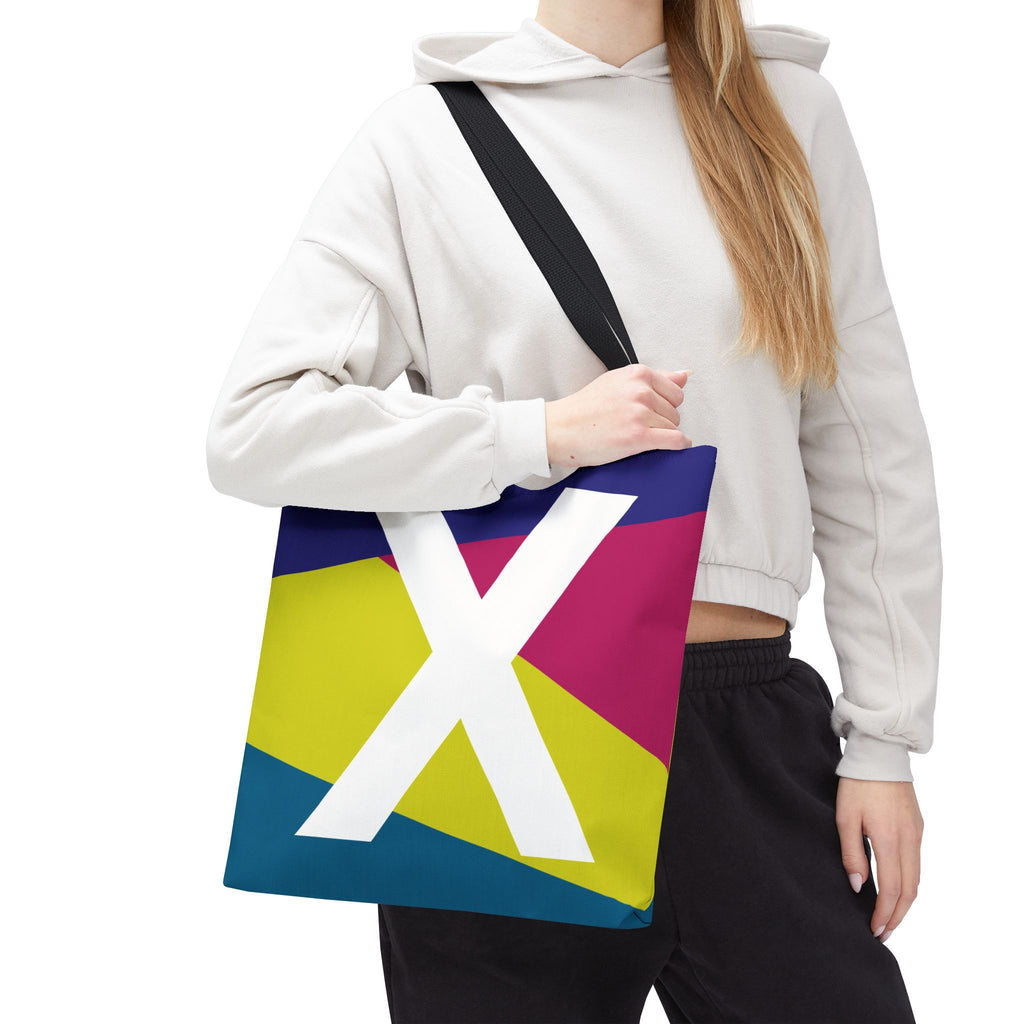 Monogram 'X' Colorblock Tote Bag — Personalized Initial X Shoulder Tote