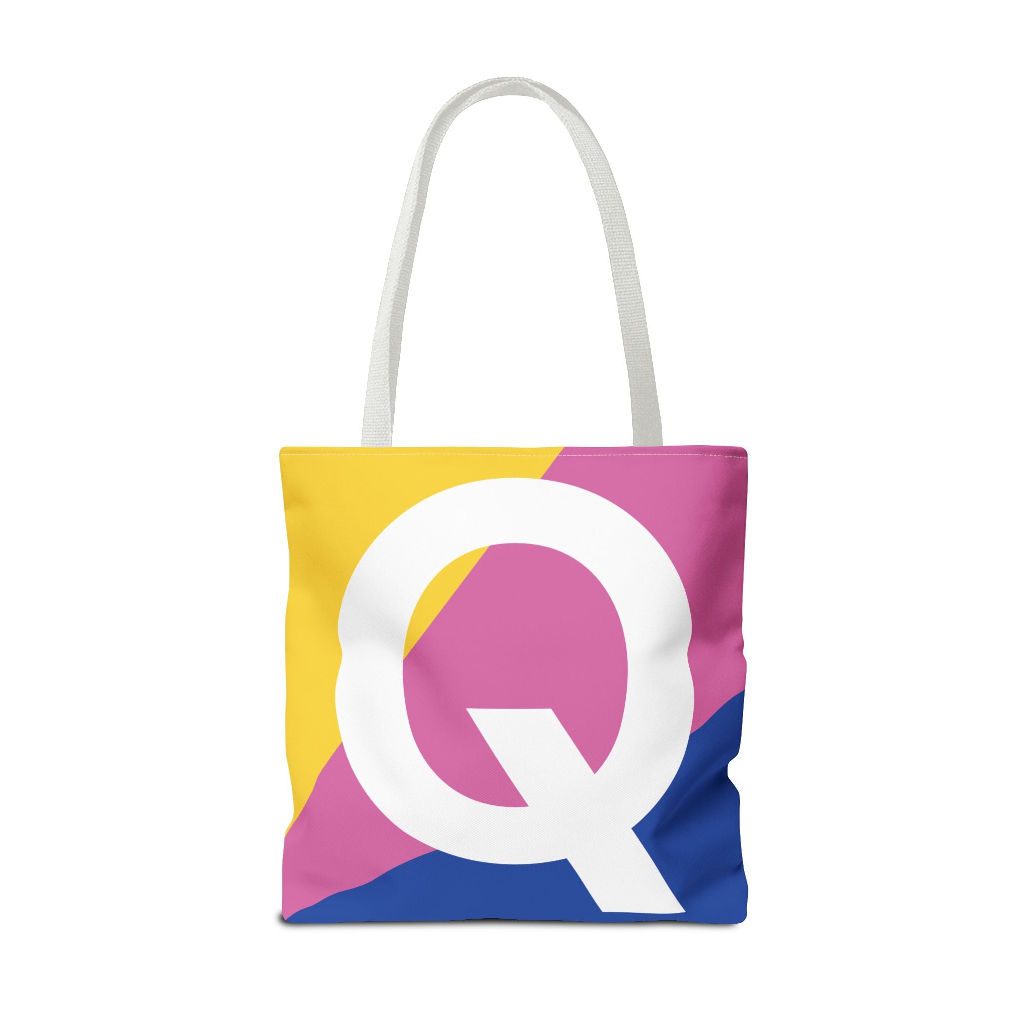Monogram 'Q' Colorblock Tote Bag — Personalized Initial Q Shoulder Tote