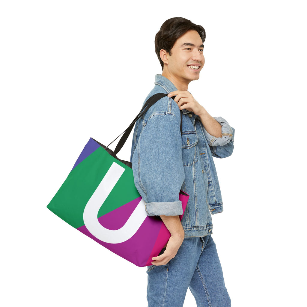 Personalized 'U' Colorblock Tote Bag — Monogram Weekender Tote