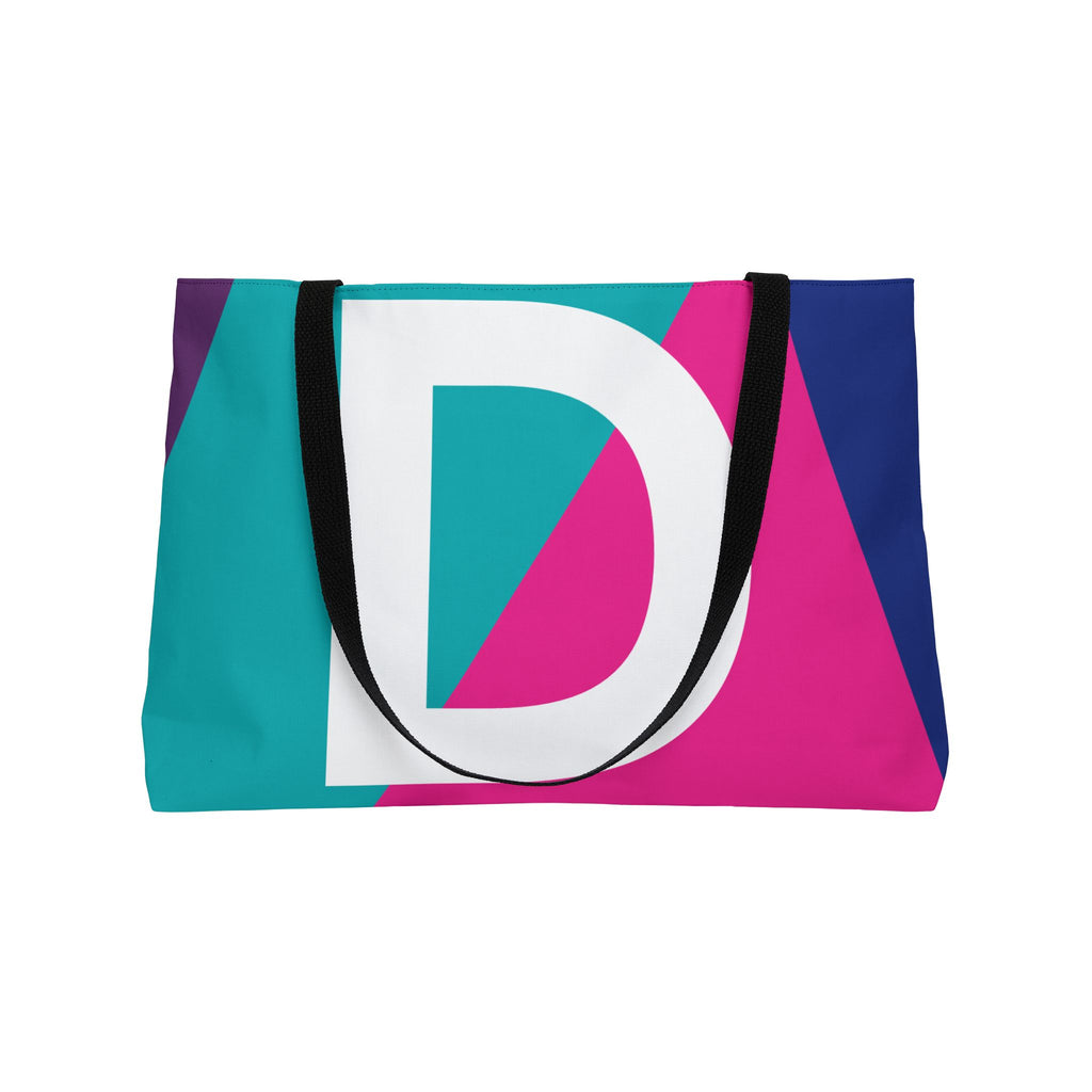 Personalized 'D' Colorblock Tote Bag — Monogram Weekender Tote