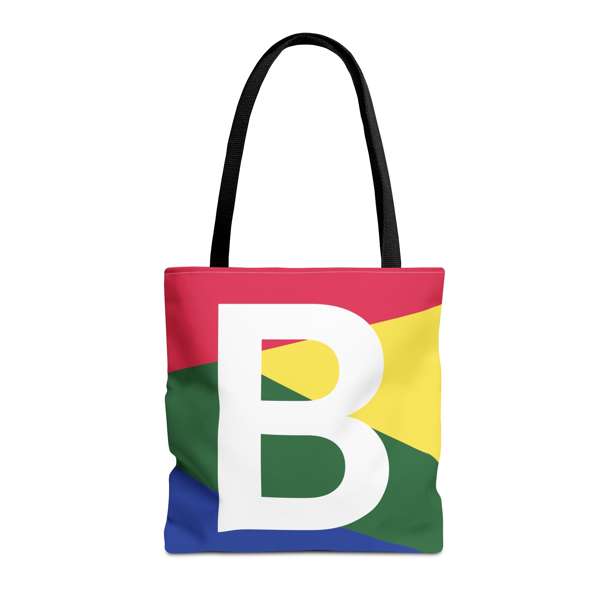 Monogram 'B' Colorblock Tote Bag — Personalized Initial B Shoulder Tote