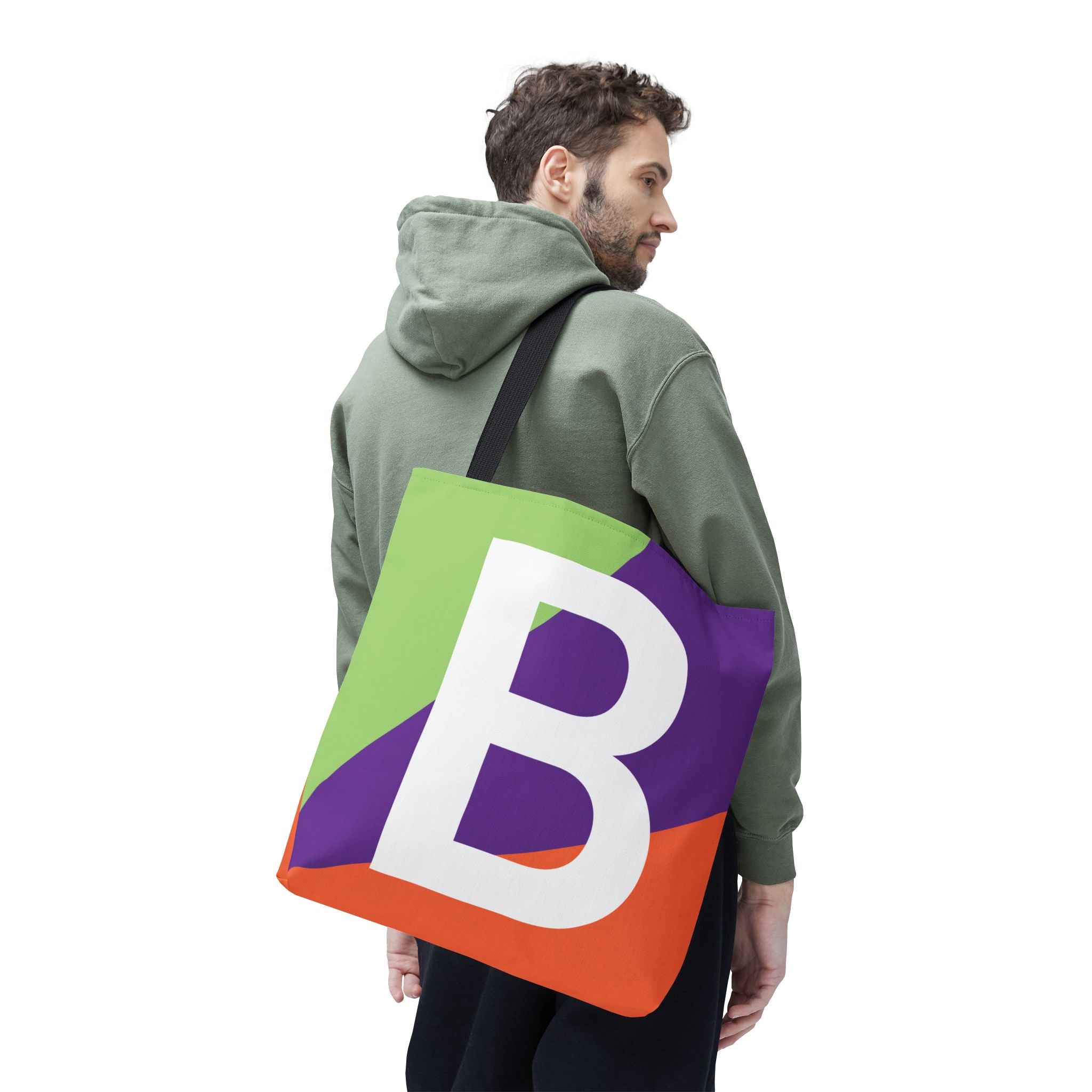 Monogram 'B' Colorblock Tote Bag — Personalized Initial B Shoulder Tote