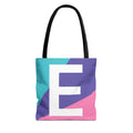 Monogram 'E' Colorblock Tote Bag — Personalized Initial E Shoulder Tote