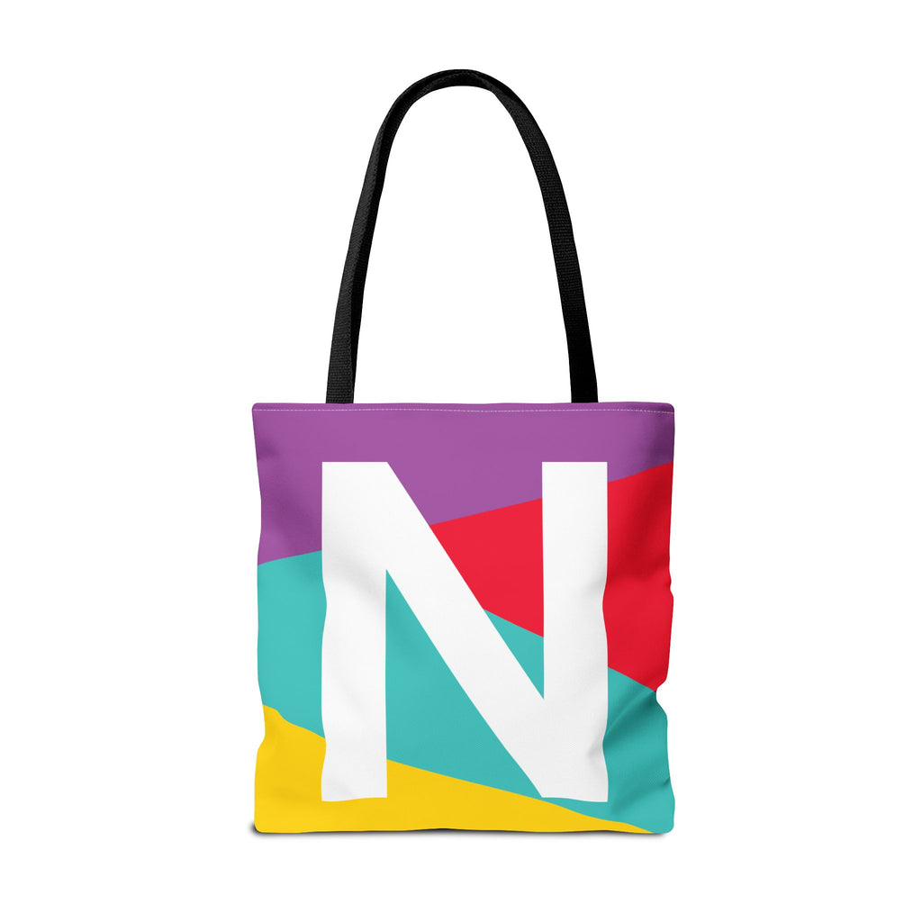 Monogram 'N' Colorblock Tote Bag — Personalized Initial N Shoulder Tote