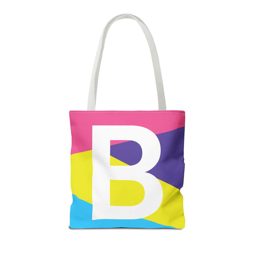 Monogram 'B' Colorblock Tote Bag — Personalized Initial B Shoulder Tote