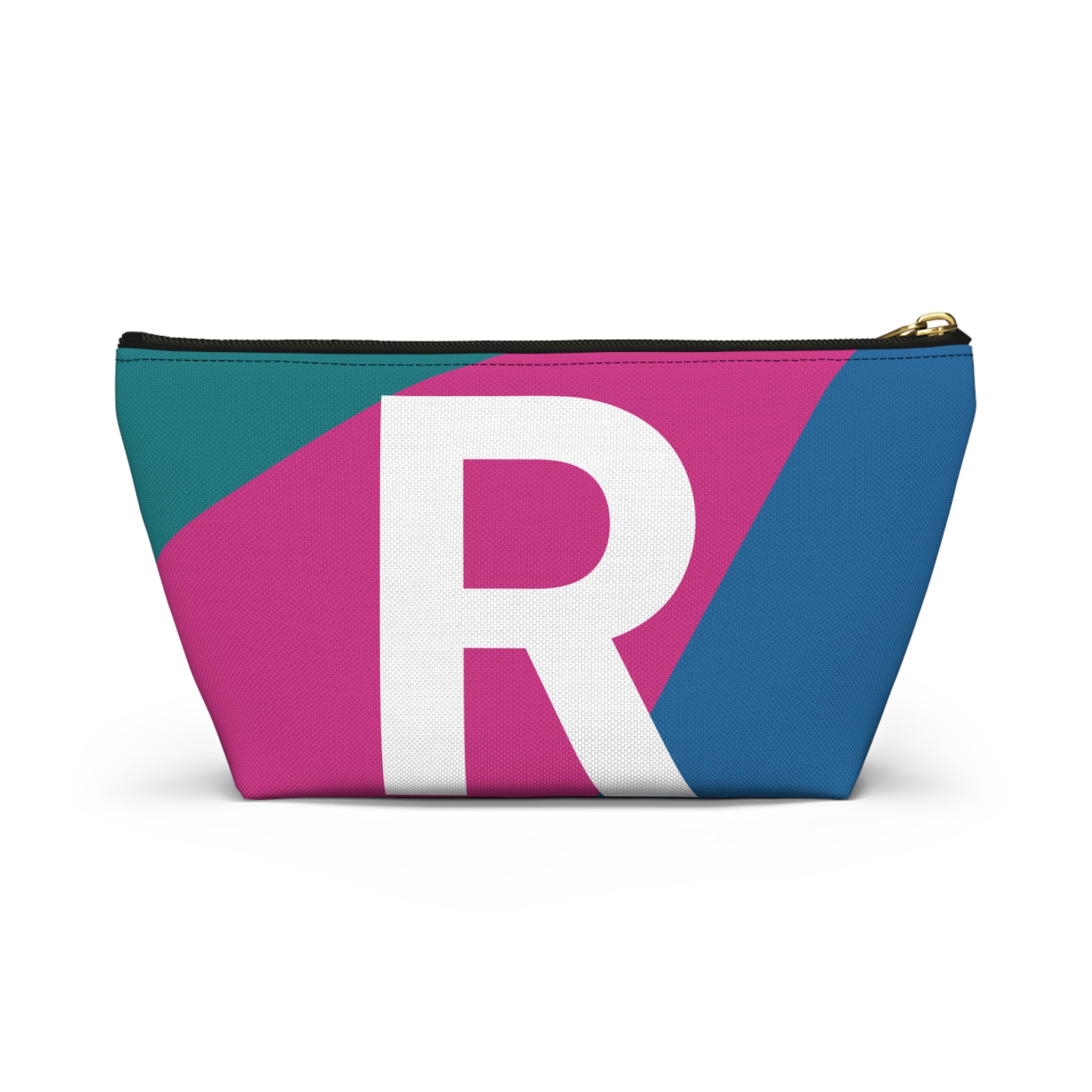 Initials Colorblock Accessory Pouch — Monogram R T-Bottom Cosmetic Bag