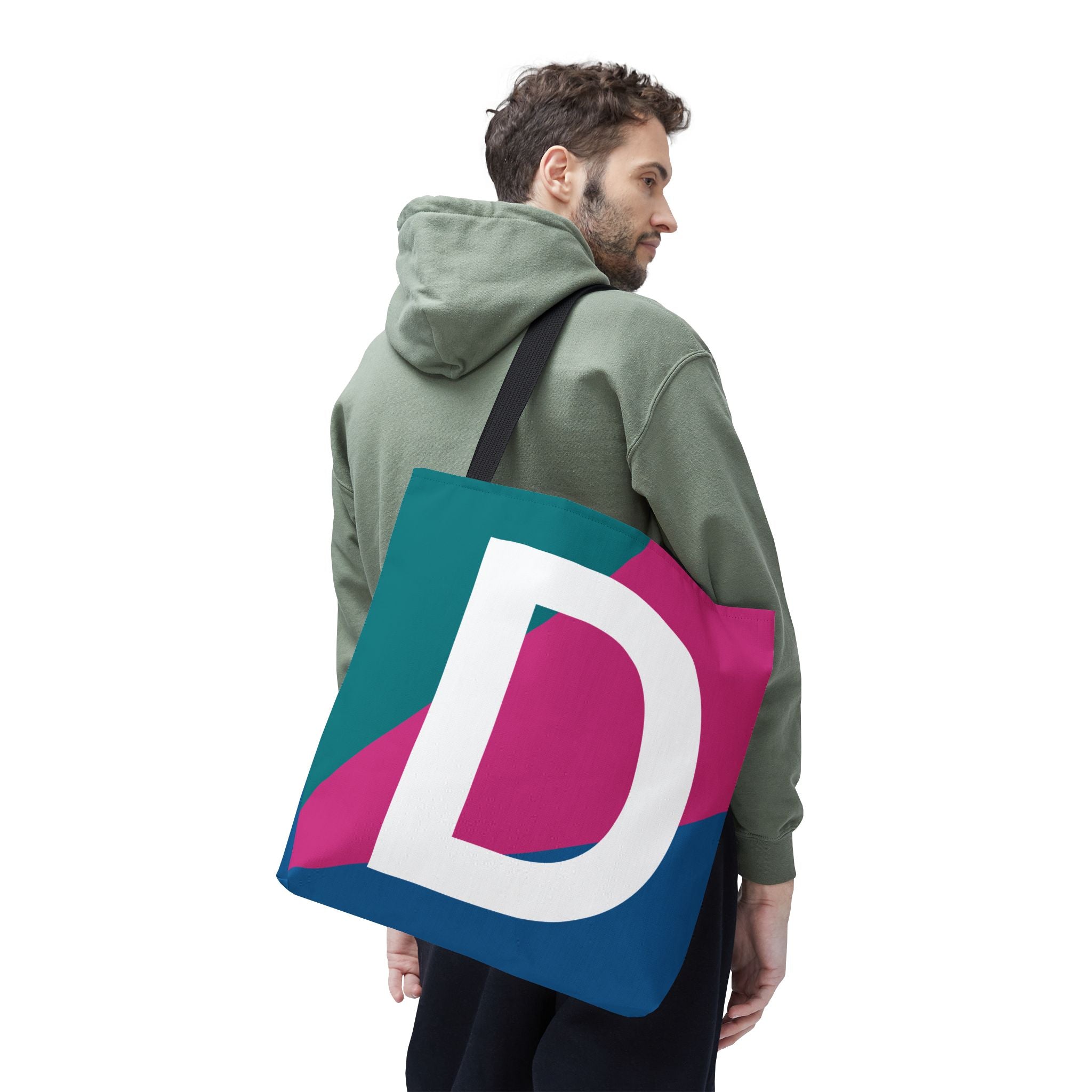Monogram 'D' Colorblock Tote Bag — Personalized Initial D Shoulder Tote