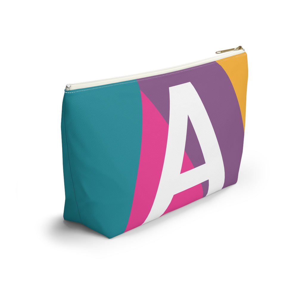 Initials Colorblock Accessory Pouch — Monogram A T-Bottom Cosmetic Bag