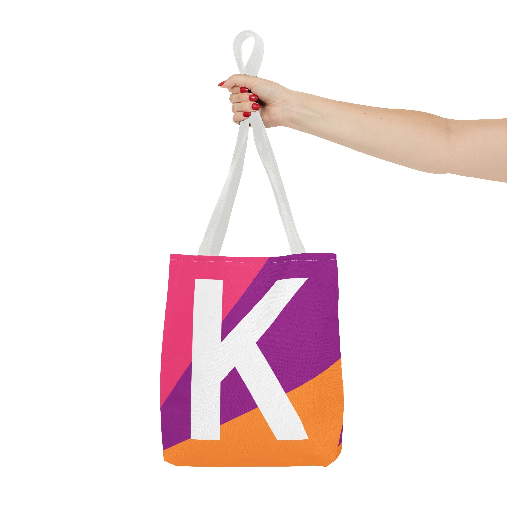 Monogram 'K' Colorblock Tote Bag — Personalized Initial K Shoulder Tote