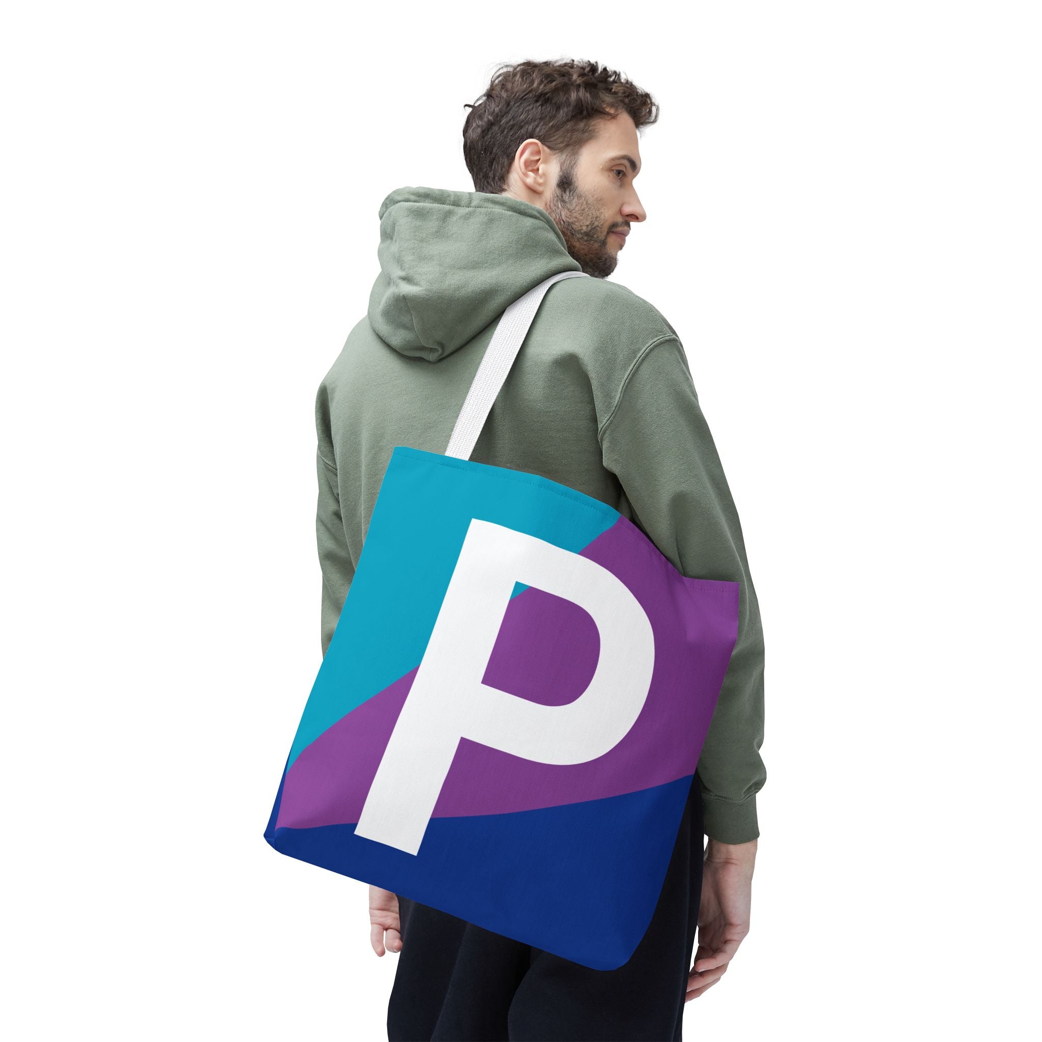 Monogram 'P' Colorblock Tote Bag — Personalized Initial P Shoulder Tote