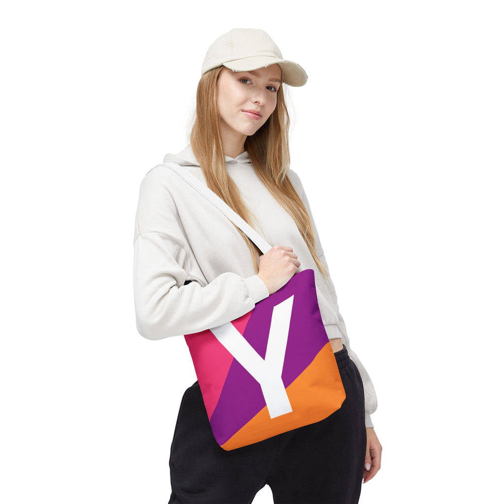 Monogram 'Y' Colorblock Tote Bag — Personalized Initial Y Shoulder Tote