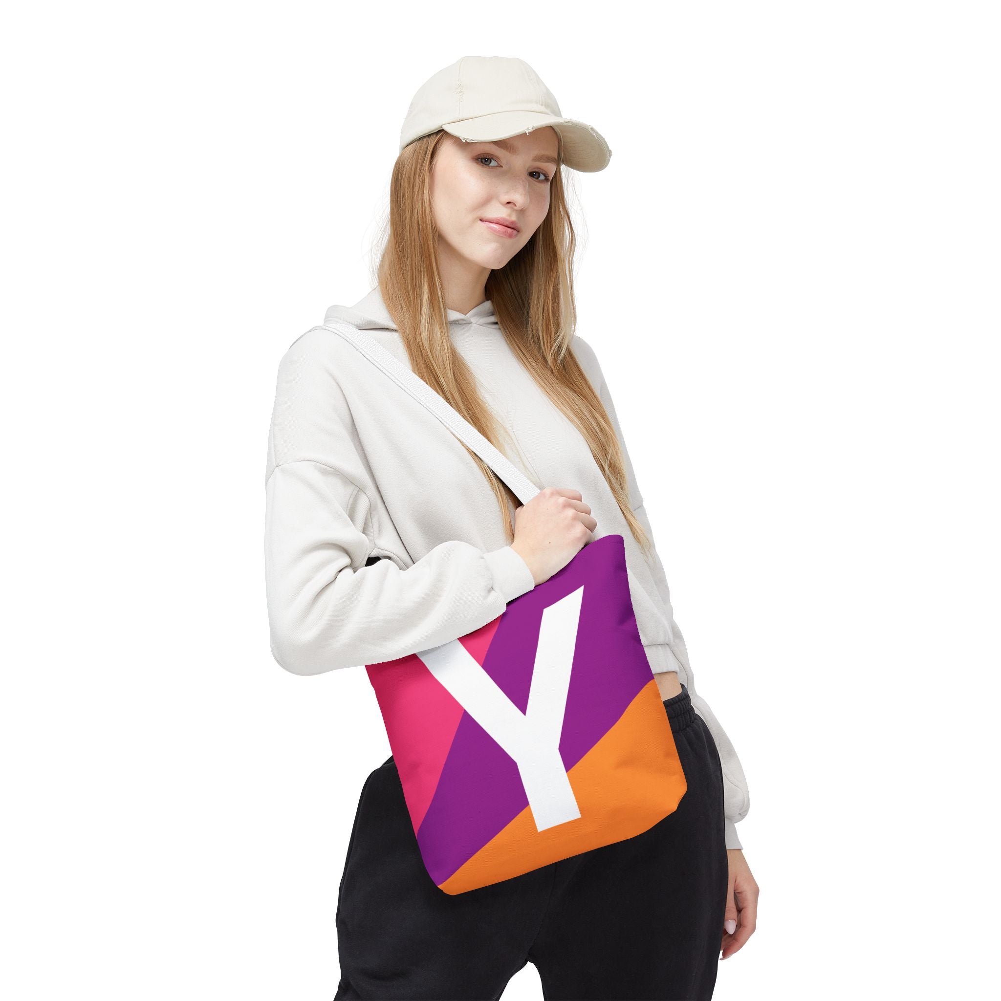 Monogram 'Y' Colorblock Tote Bag — Personalized Initial Y Shoulder Tote