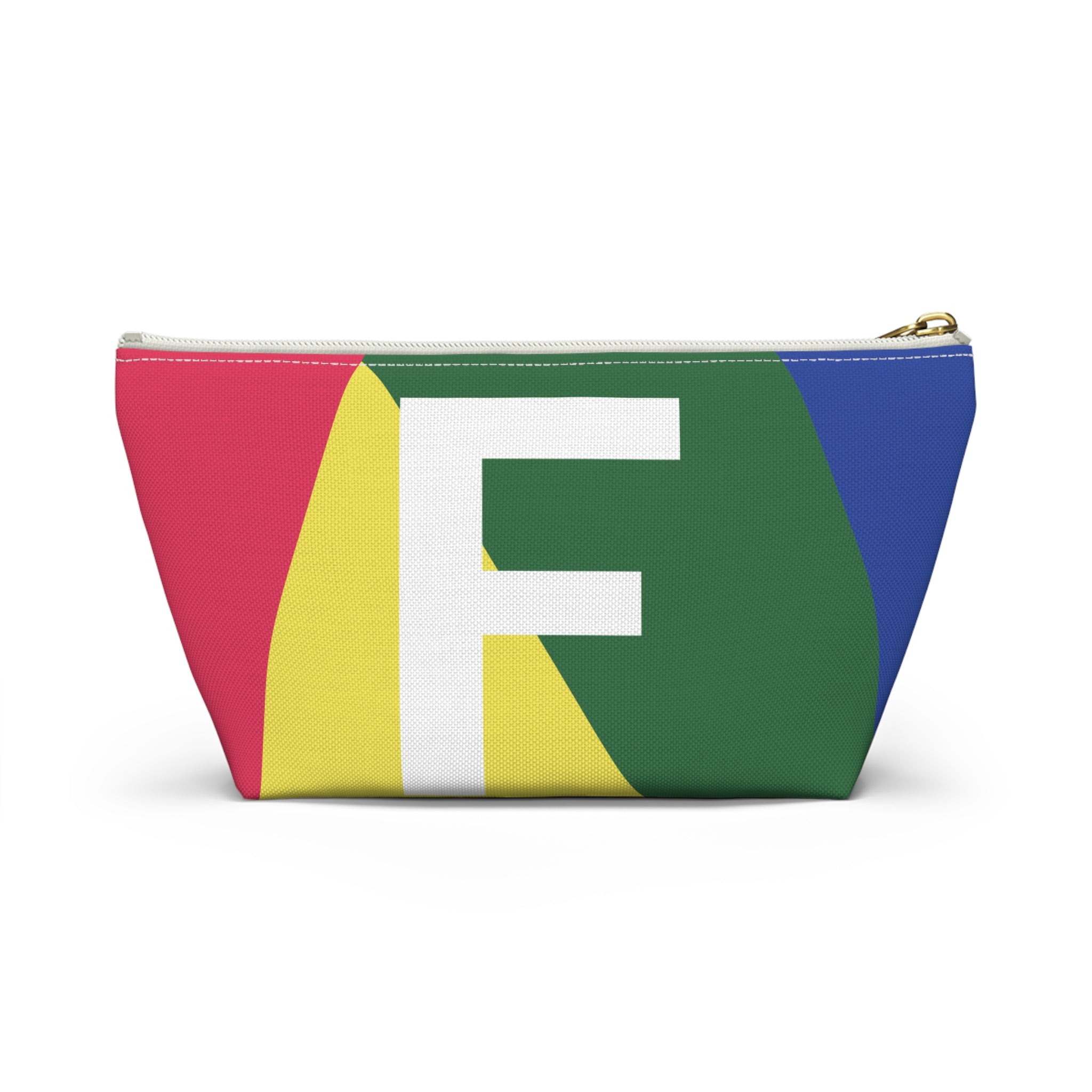 Initials Colorblock Accessory Pouch — Monogram F T-Bottom Cosmetic Bag