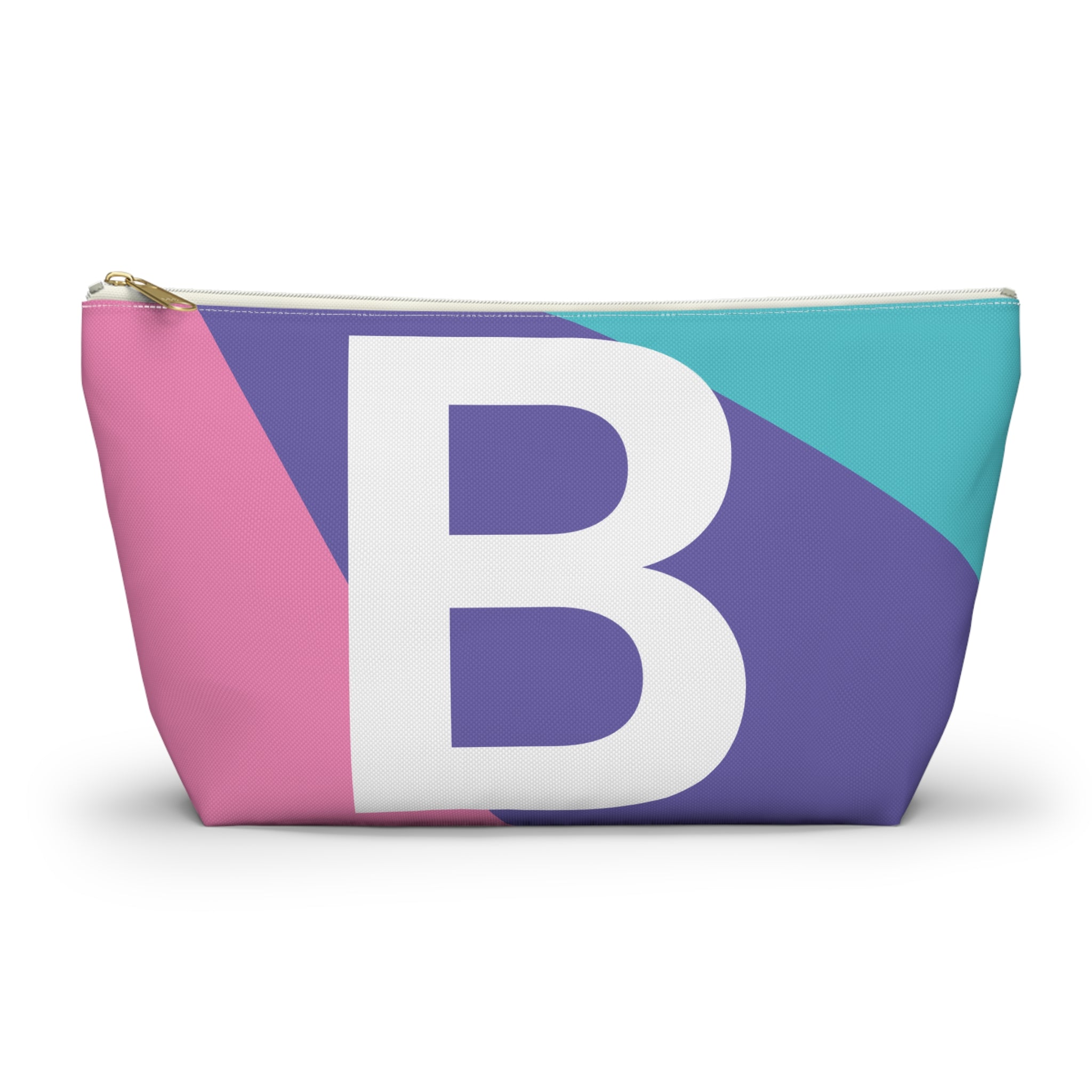 Initials Colorblock Accessory Pouch — Monogram B T-Bottom Cosmetic Bag