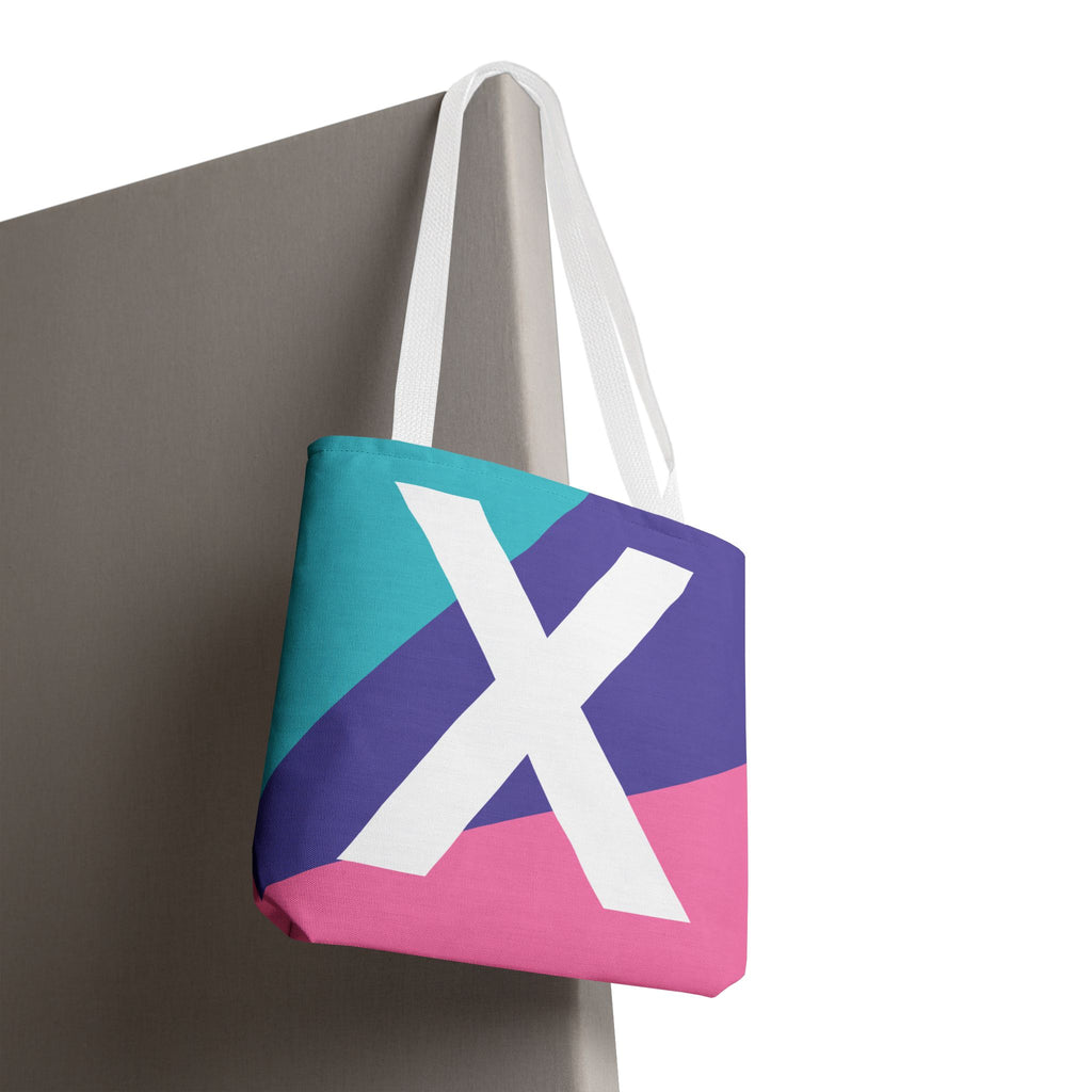Monogram 'X' Colorblock Tote Bag — Personalized Initial X Shoulder Tote