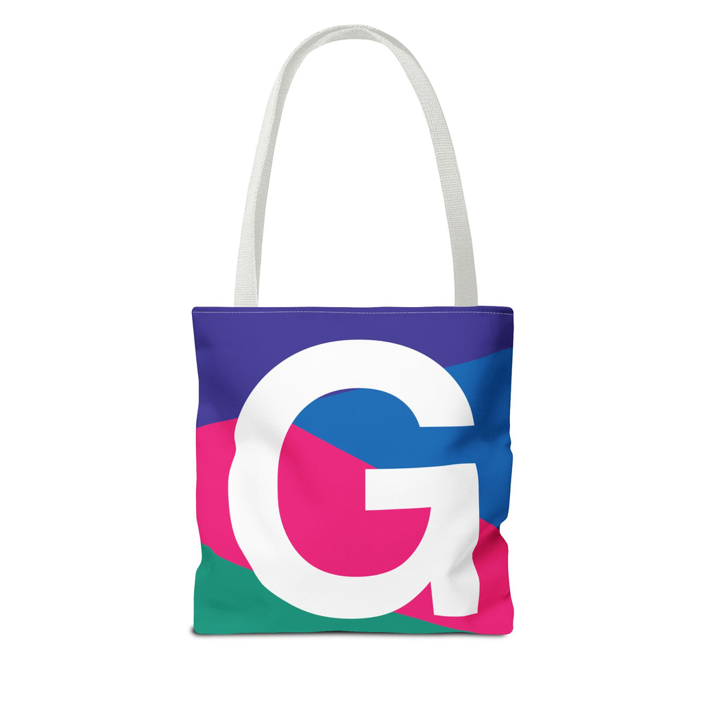 Monogram 'G' Colorblock Tote Bag — Personalized Initial G Shoulder Tote
