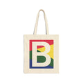Initial B Colorblock Canvas Tote Bag — Monogram Letter B Reusable Grocery Tote