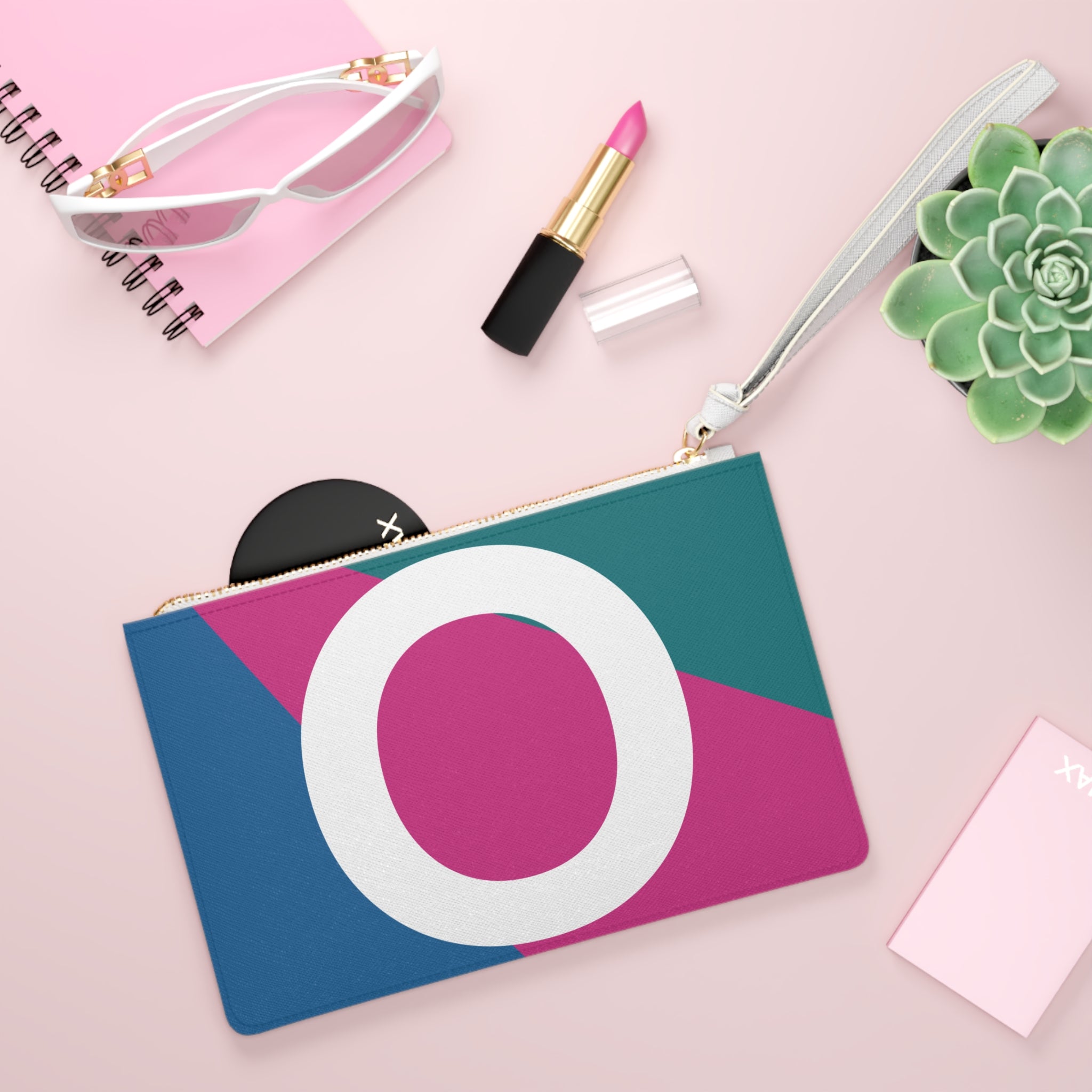 Monogram 'O' Colorblock Clutch Bag — Bold Geometric Wristlet for Everyday & Gifts