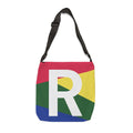 Initial Letter 'R' Colorblock Adjustable Tote Bag — Monogram Alphabet Shoulder Bag
