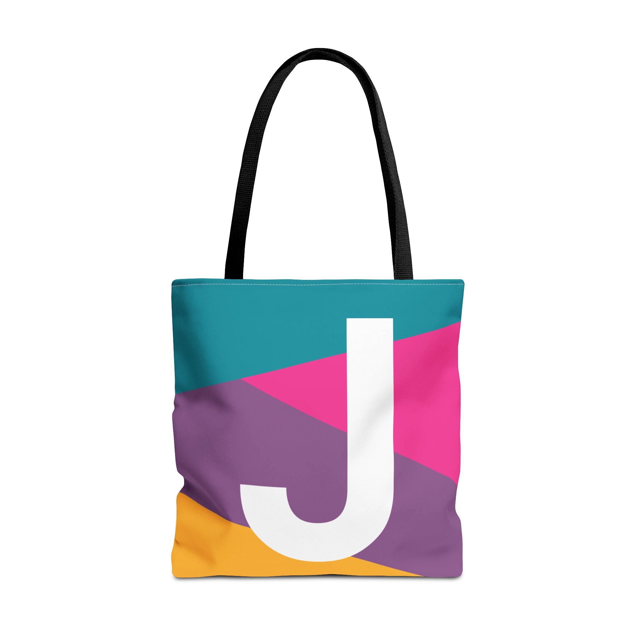 Monogram 'J' Colorblock Tote Bag — Personalized Initial J Shoulder Tote