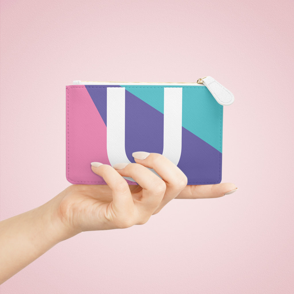 Initial U Mini Clutch — Colorblock Monogram Wristlet Wallet