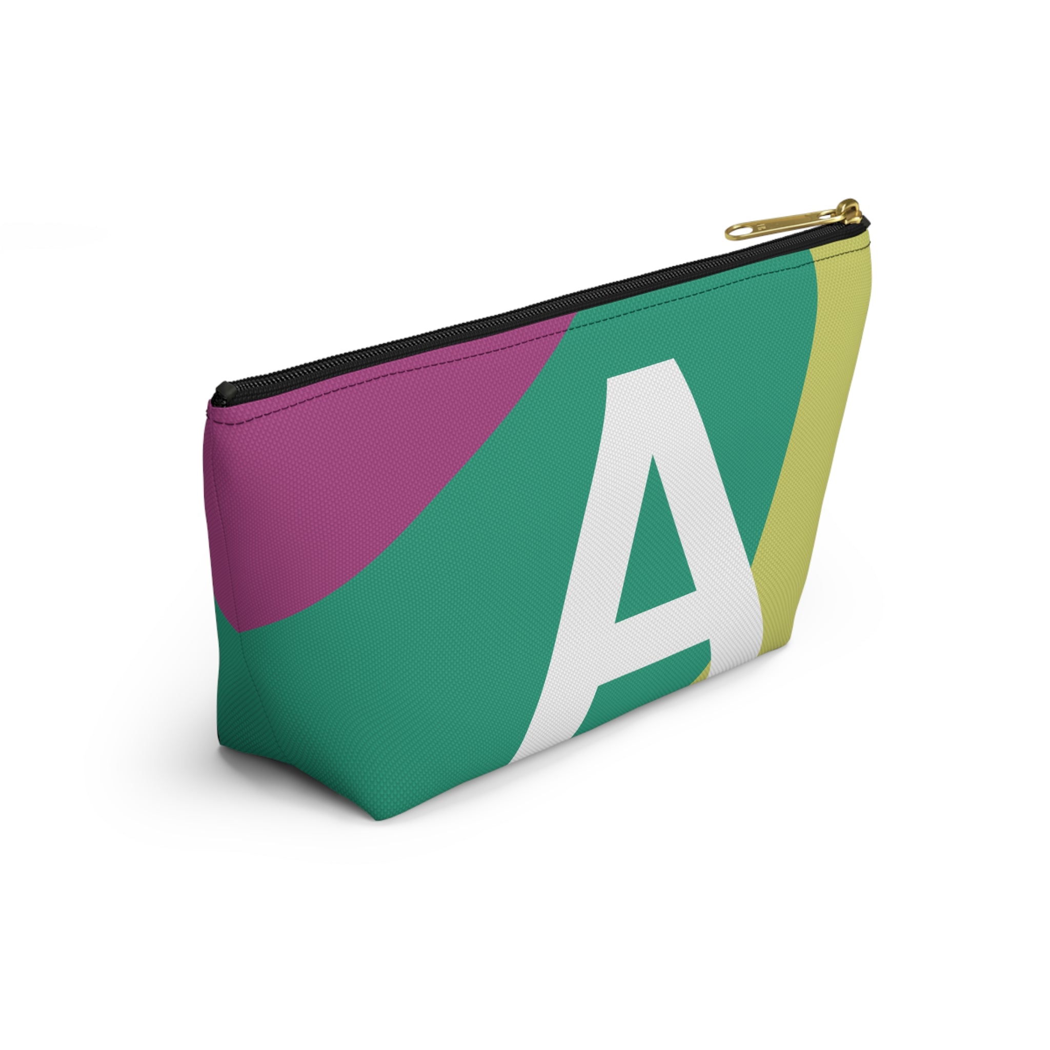 Initials Colorblock Accessory Pouch — Monogram A T-Bottom Cosmetic Bag