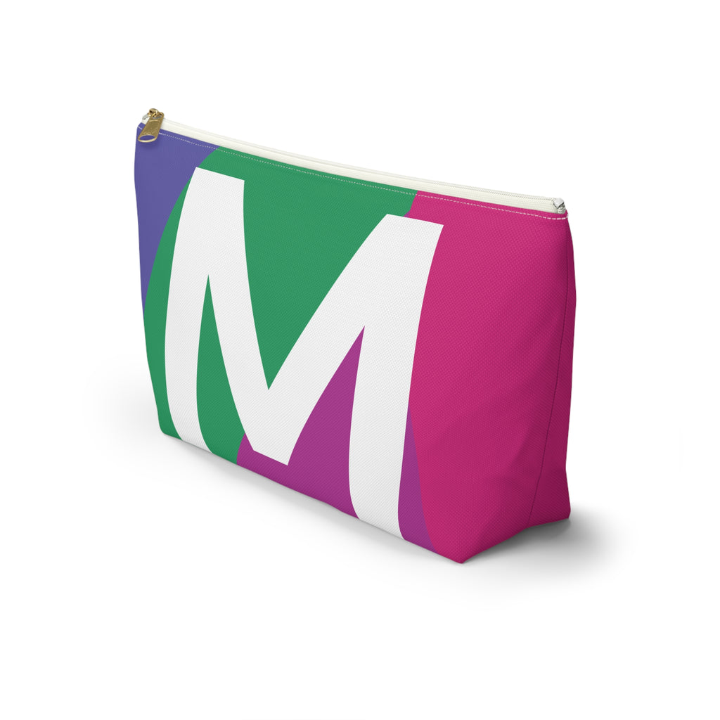 Initials Colorblock Accessory Pouch — Monogram M T-Bottom Cosmetic Bag
