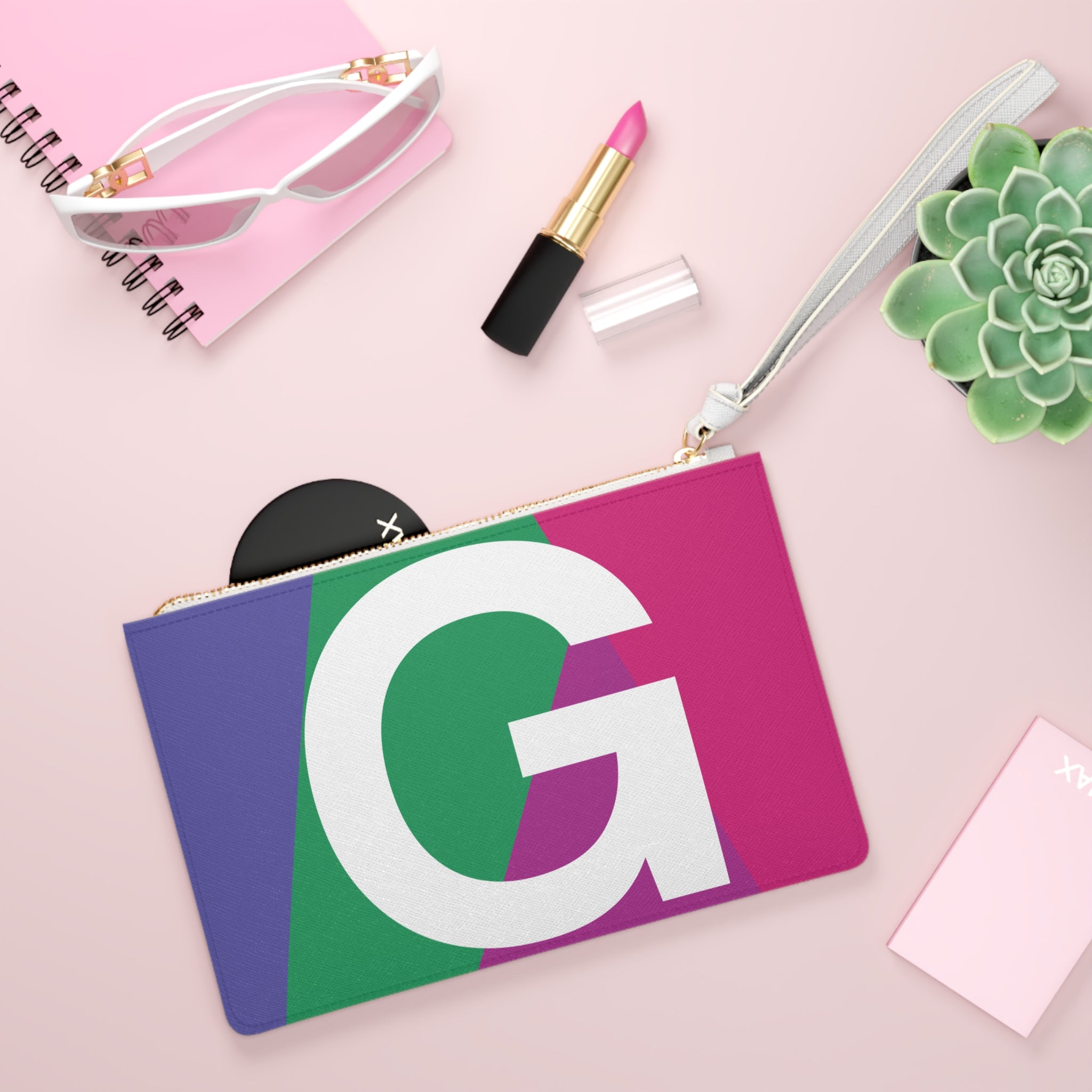 Monogram 'G' Colorblock Clutch Bag — Bold Geometric Wristlet for Everyday & Gifts