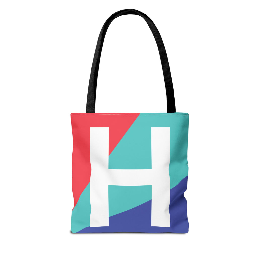Monogram 'H' Colorblock Tote Bag — Personalized Initial H Shoulder Tote