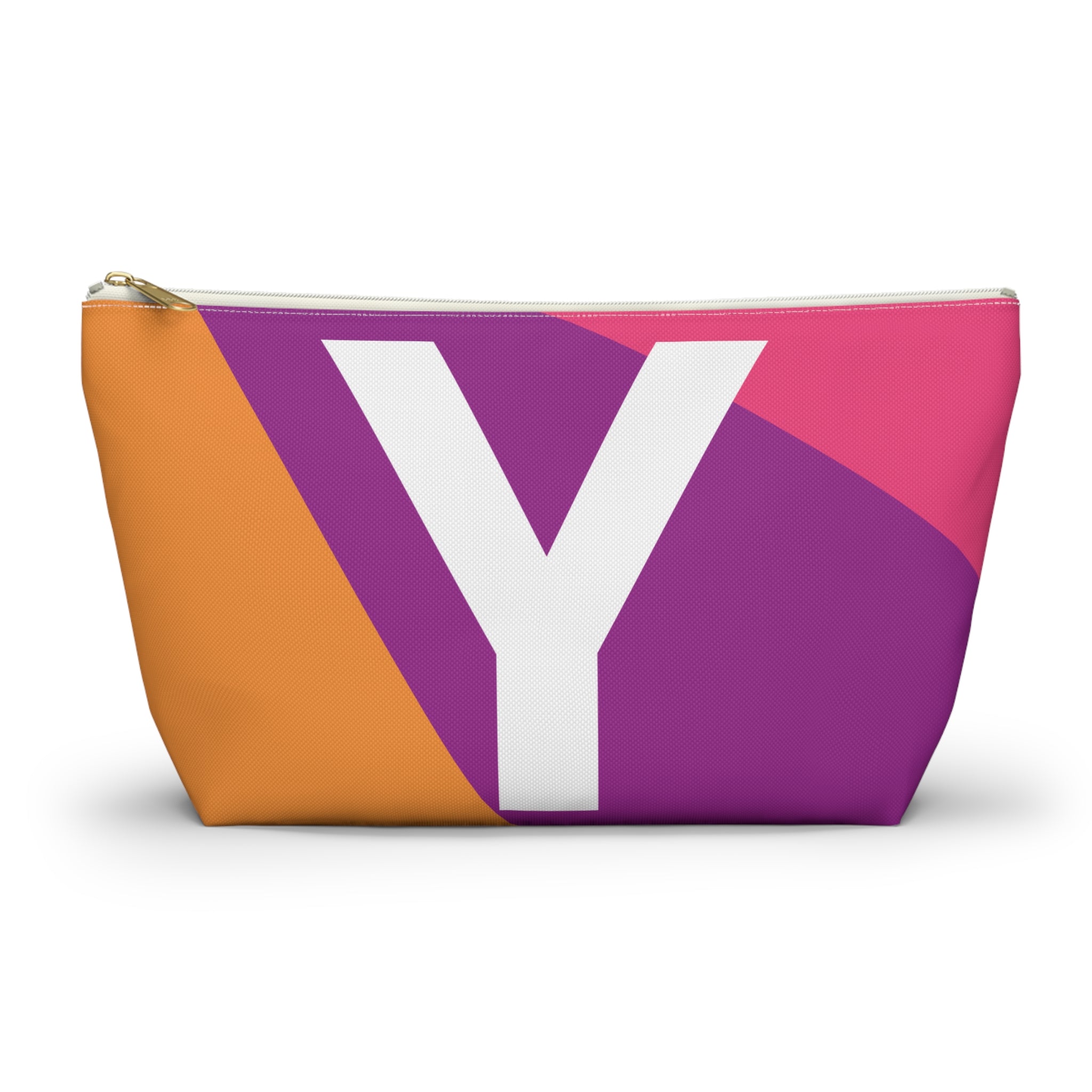 Initials Colorblock Accessory Pouch — Monogram Y T-Bottom Cosmetic Bag