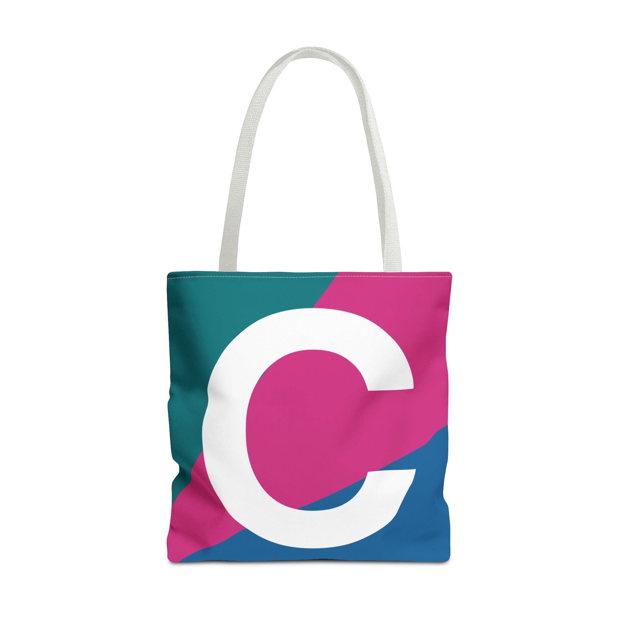 Monogram 'C' Colorblock Tote Bag — Personalized Initial C Shoulder Tote