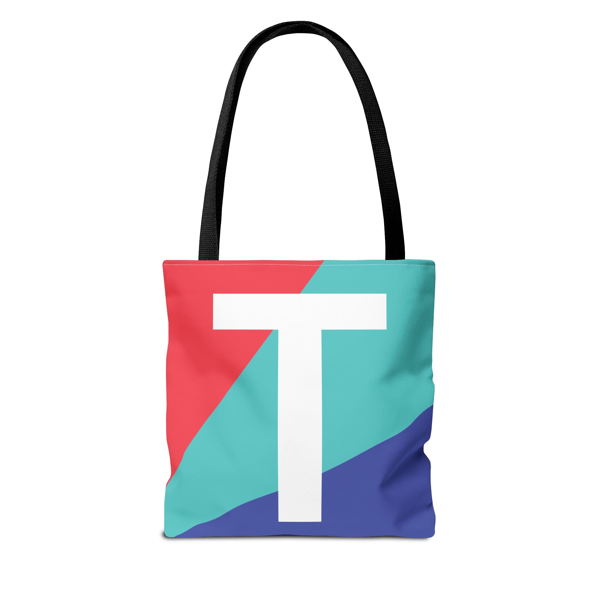 Monogram 'T' Colorblock Tote Bag — Personalized Initial T Shoulder Tote