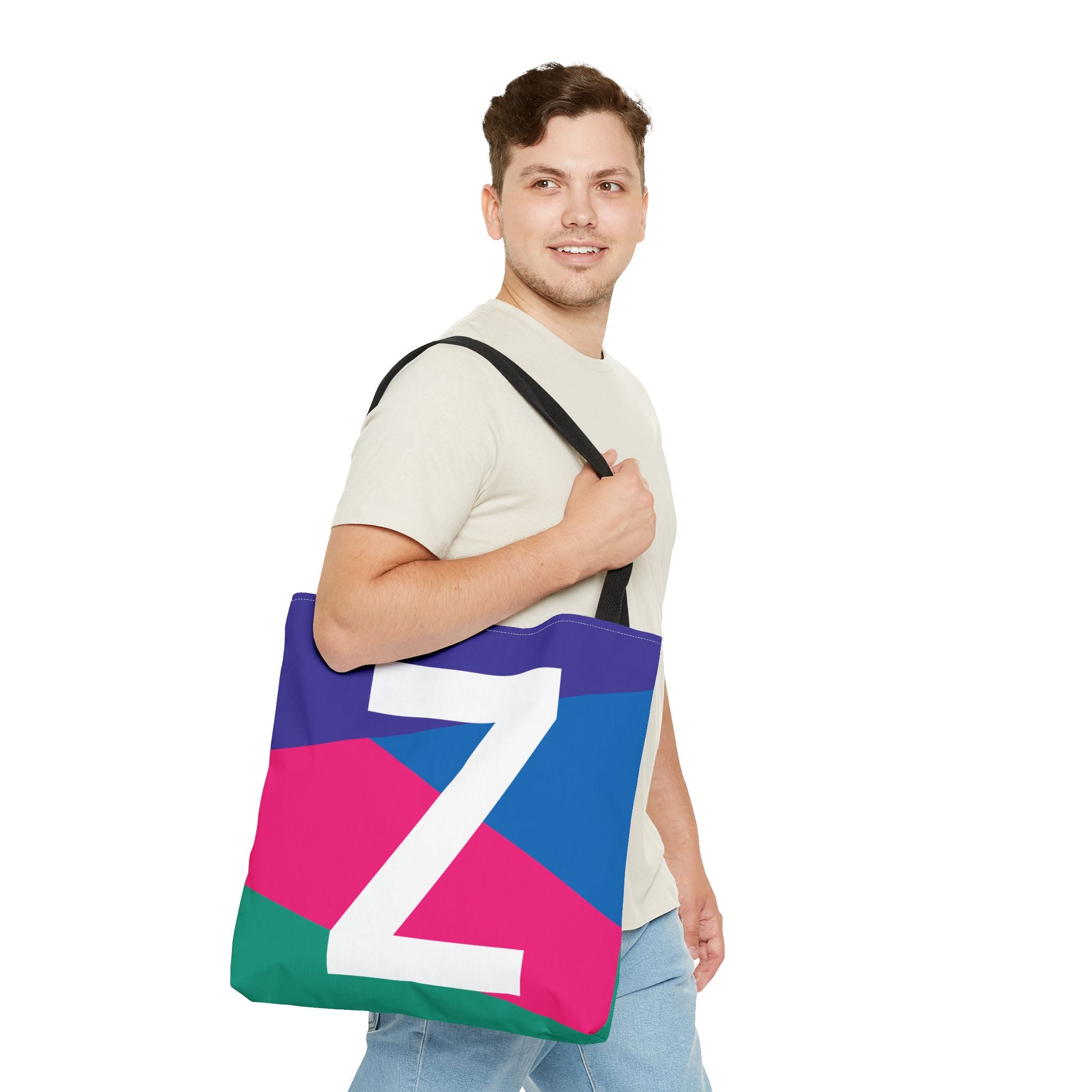 Monogram 'Z' Colorblock Tote Bag — Personalized Initial Z Shoulder Tote