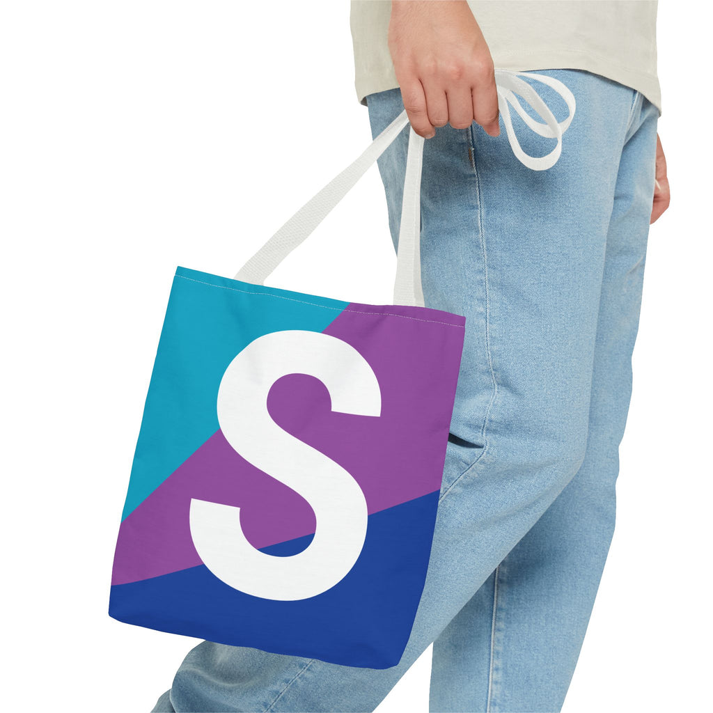 Monogram 'S' Colorblock Tote Bag — Personalized Initial S Shoulder Tote