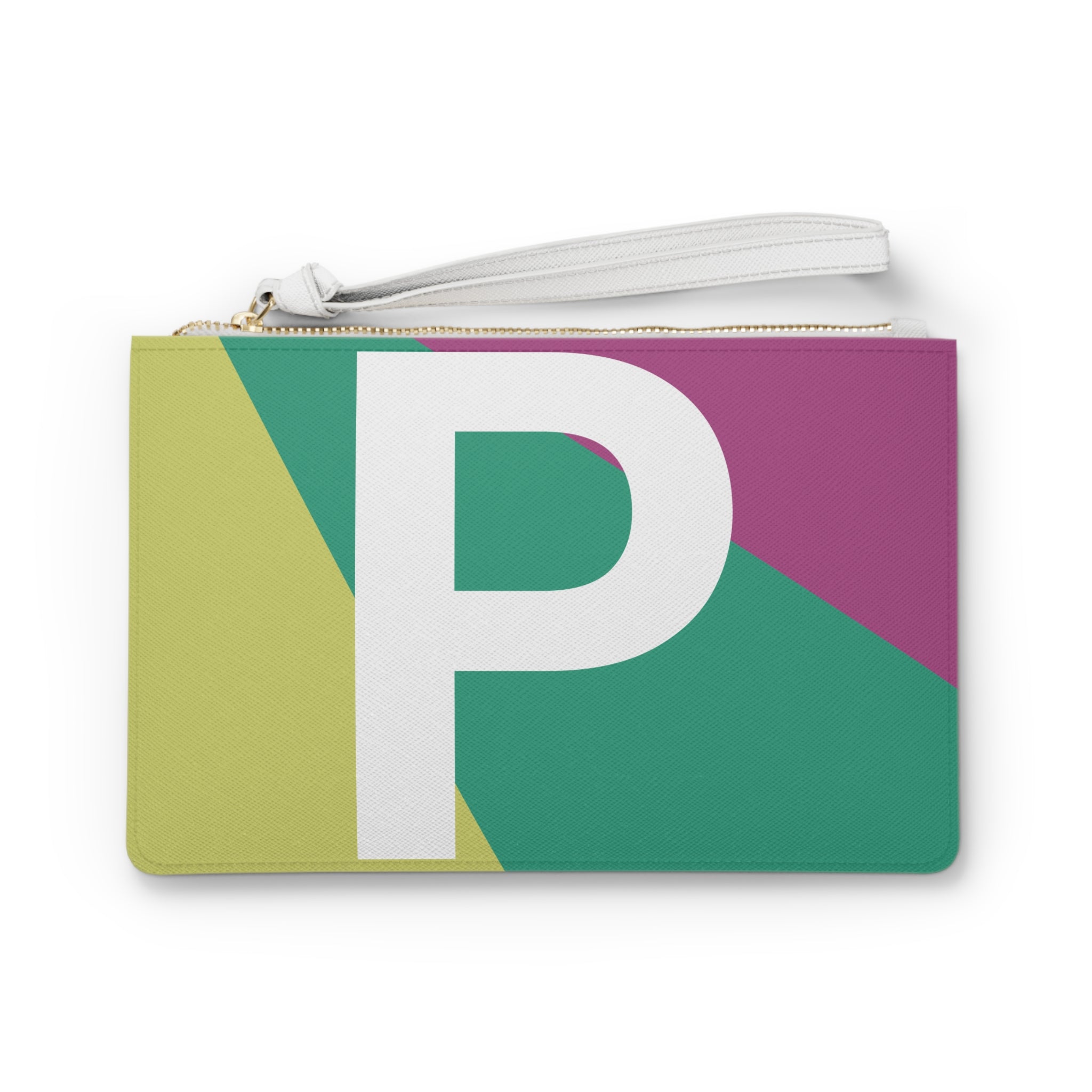 Monogram 'P' Colorblock Clutch Bag — Bold Geometric Wristlet for Everyday & Gifts