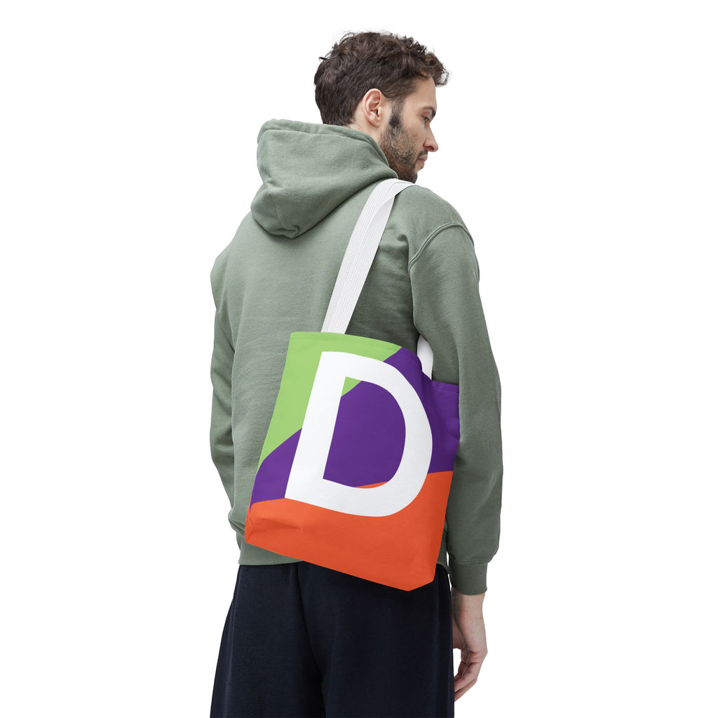 Monogram 'D' Colorblock Tote Bag — Personalized Initial D Shoulder Tote