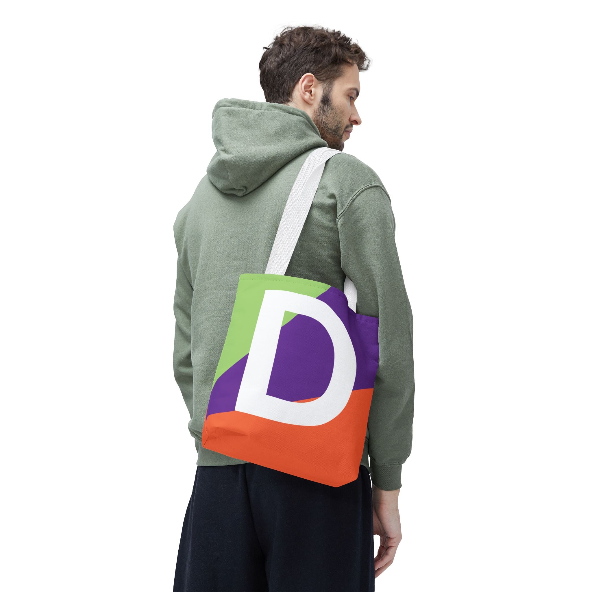 Monogram 'D' Colorblock Tote Bag — Personalized Initial D Shoulder Tote