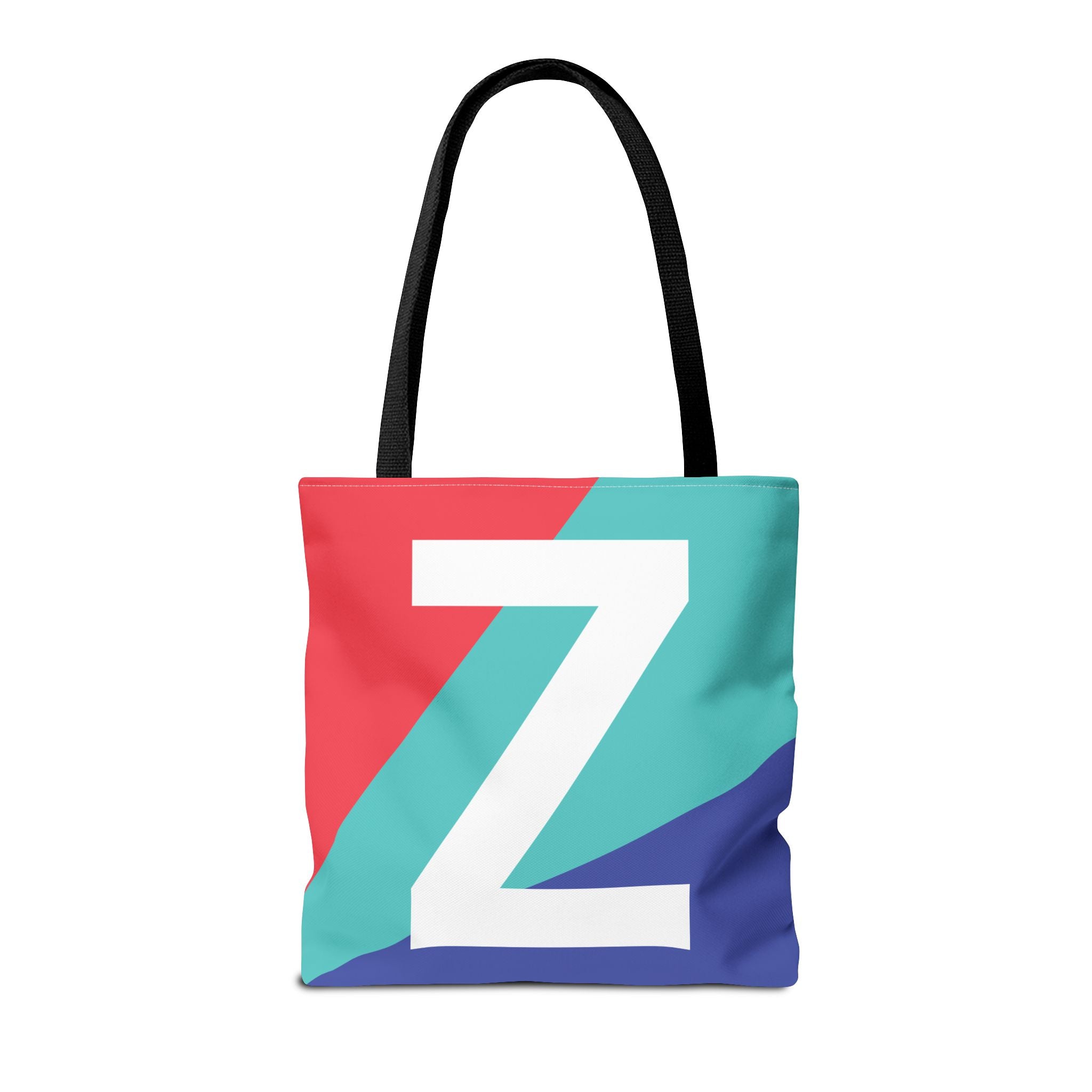 Monogram 'Z' Colorblock Tote Bag — Personalized Initial Z Shoulder Tote