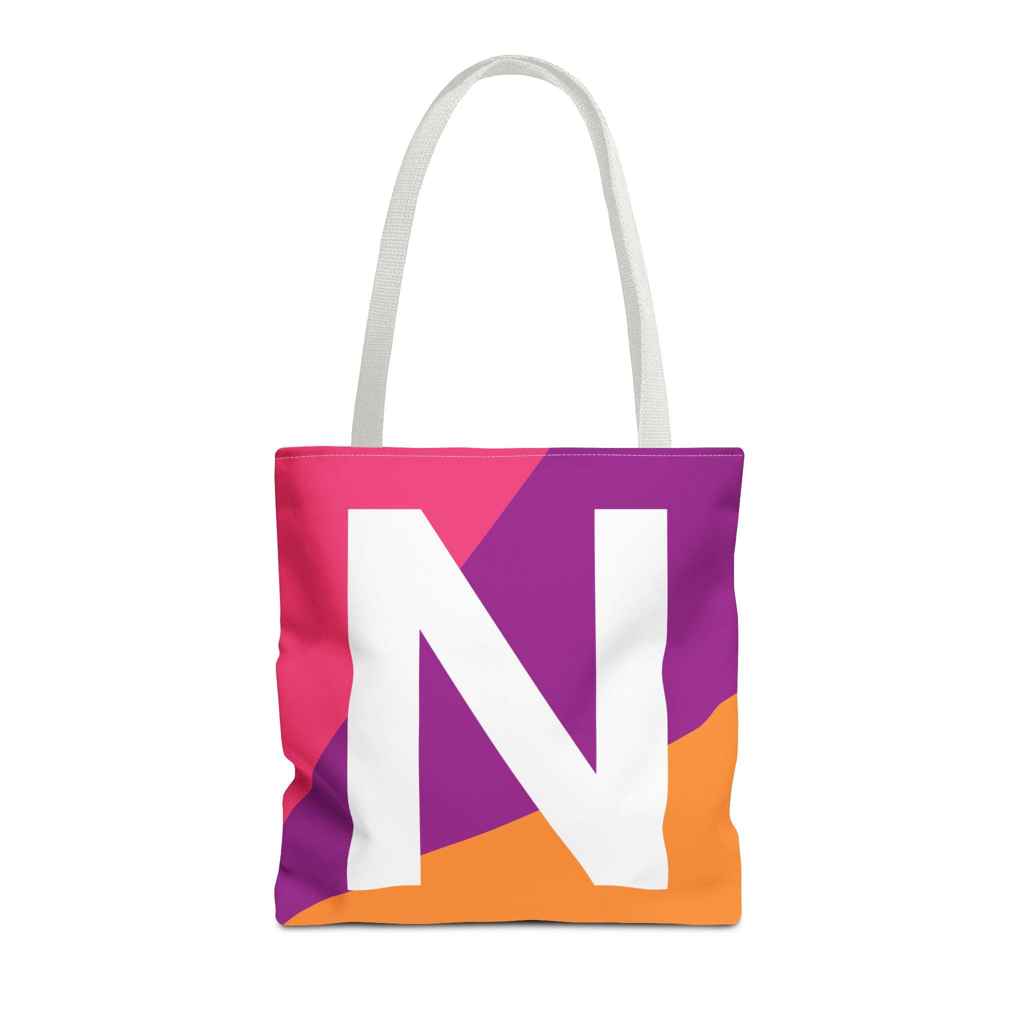 Monogram 'N' Colorblock Tote Bag — Personalized Initial N Shoulder Tote