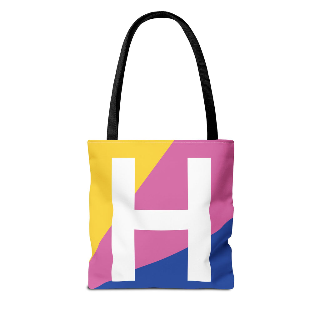 Monogram 'H' Colorblock Tote Bag — Personalized Initial H Shoulder Tote