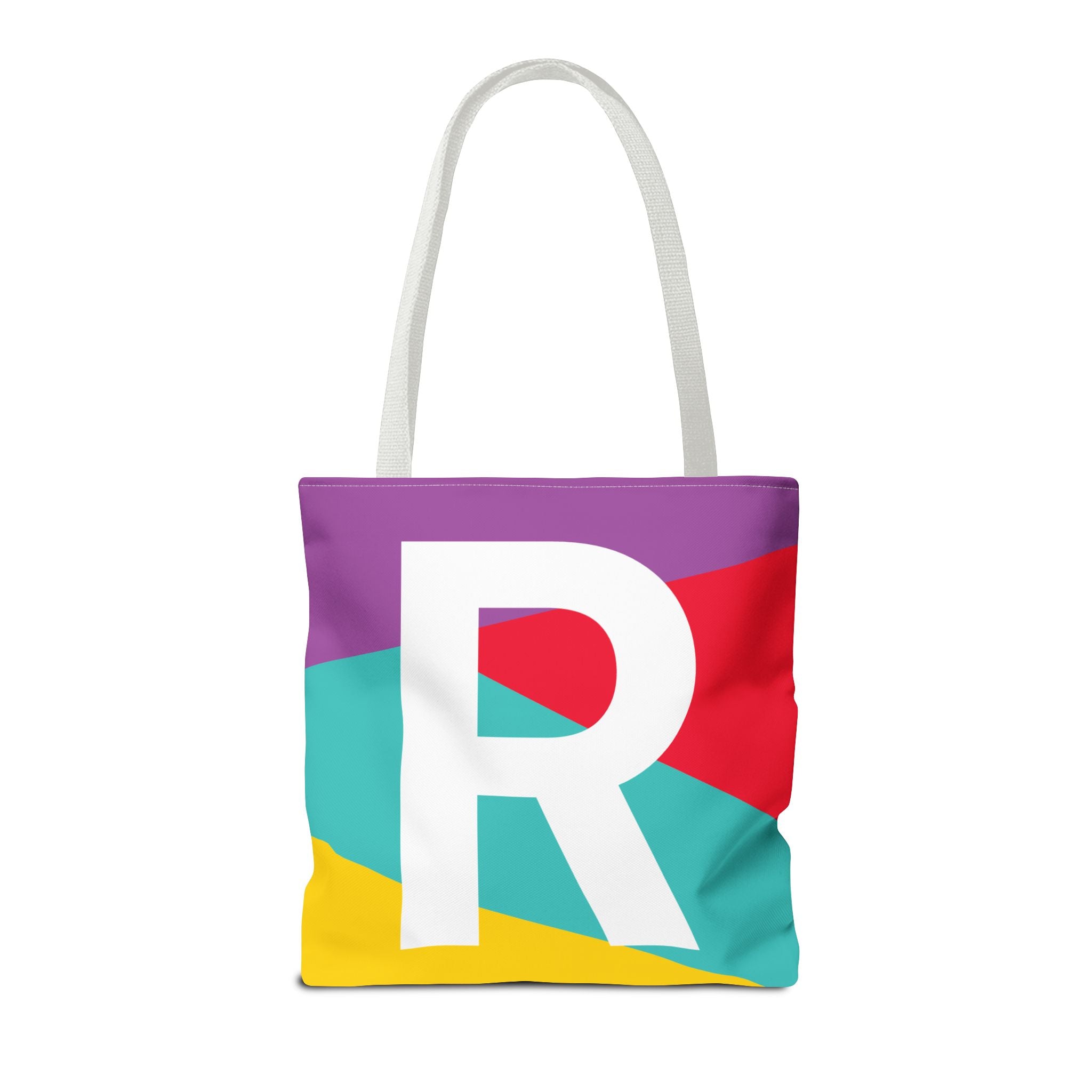 Monogram 'R' Colorblock Tote Bag — Personalized Initial R Shoulder Tote