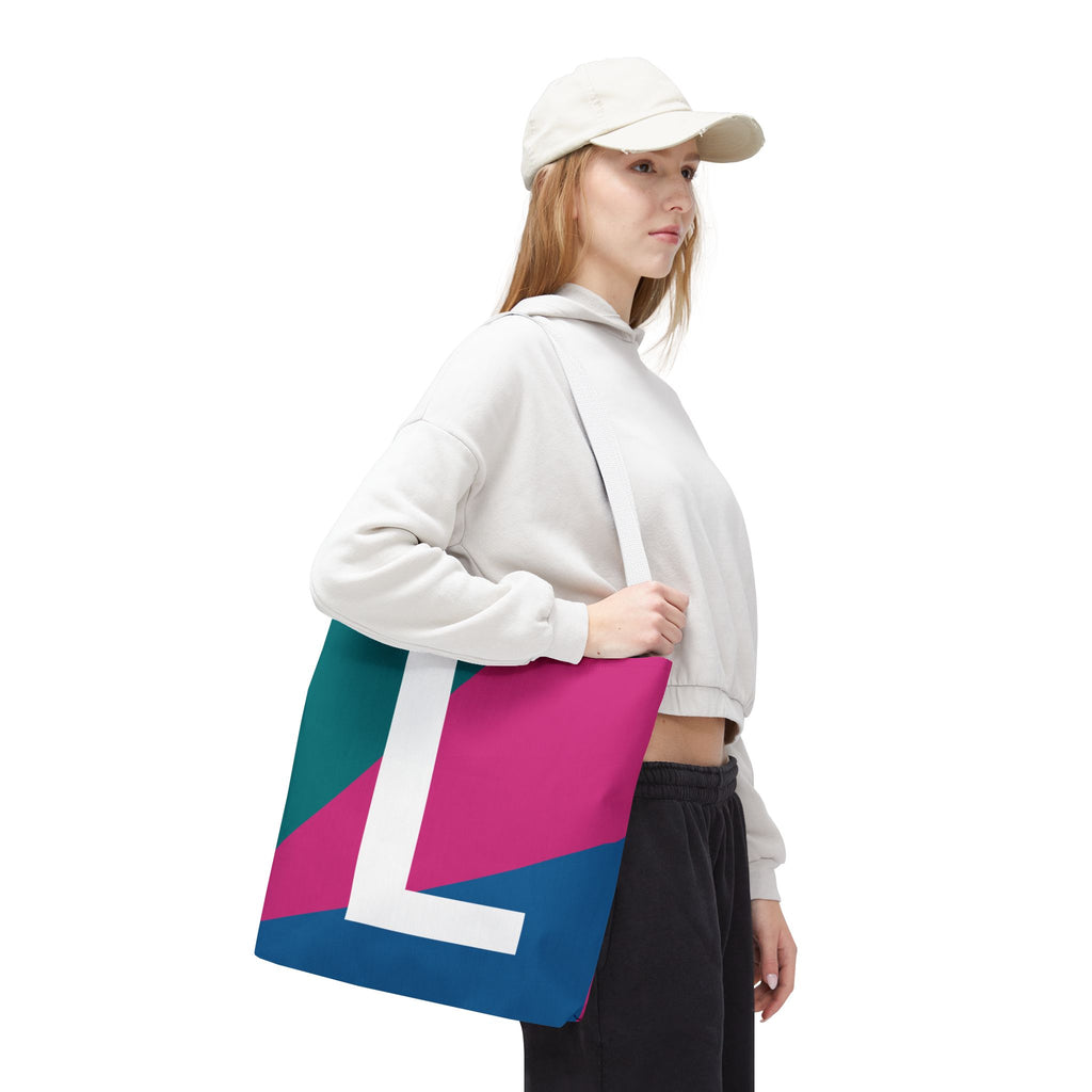 Monogram 'L' Colorblock Tote Bag — Personalized Initial L Shoulder Tote
